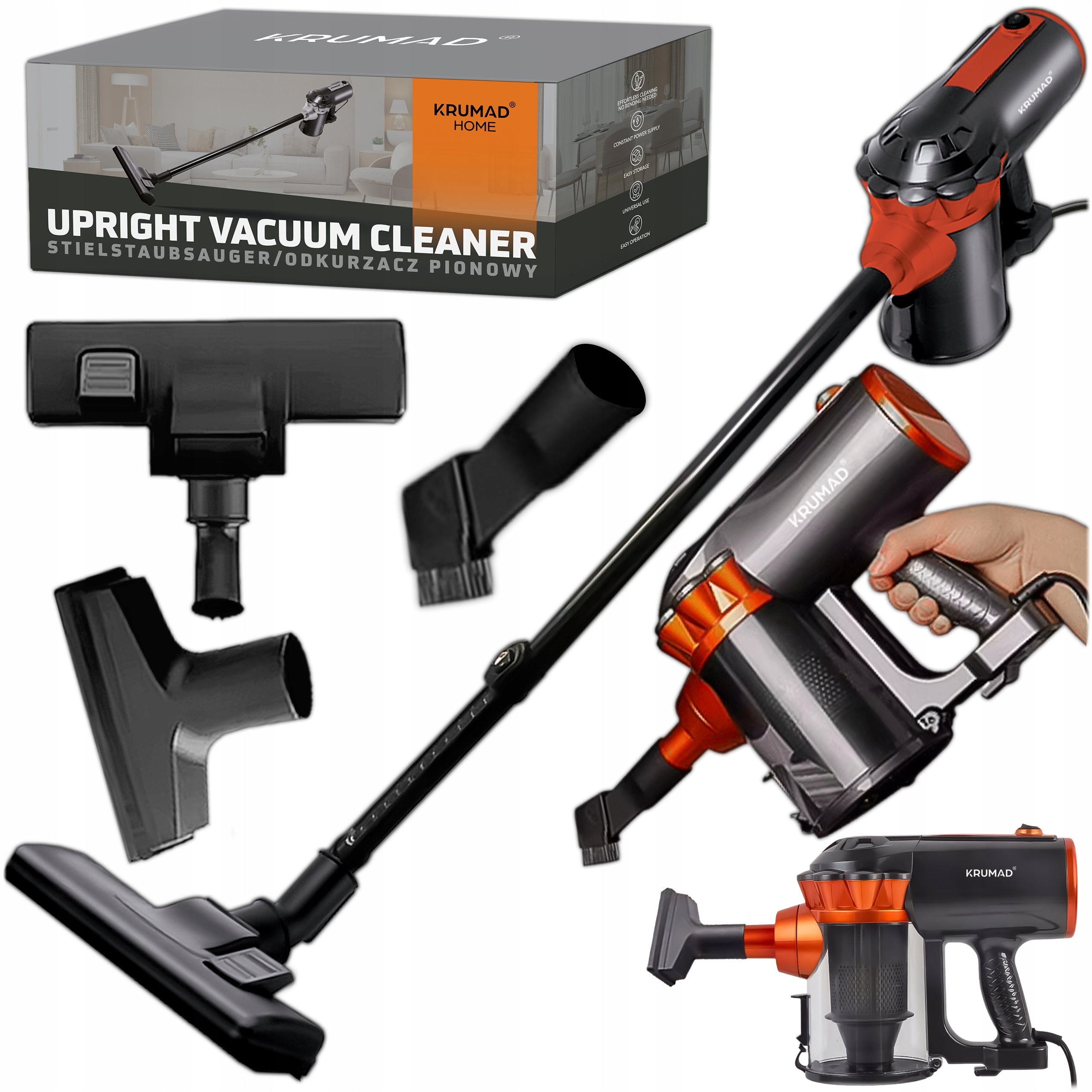 HANDHELD VERTICAL CYCLONE BAGLESS CORDLESS LIGHTWEIGHT 600W 5IN1 VACUUM CLEANER