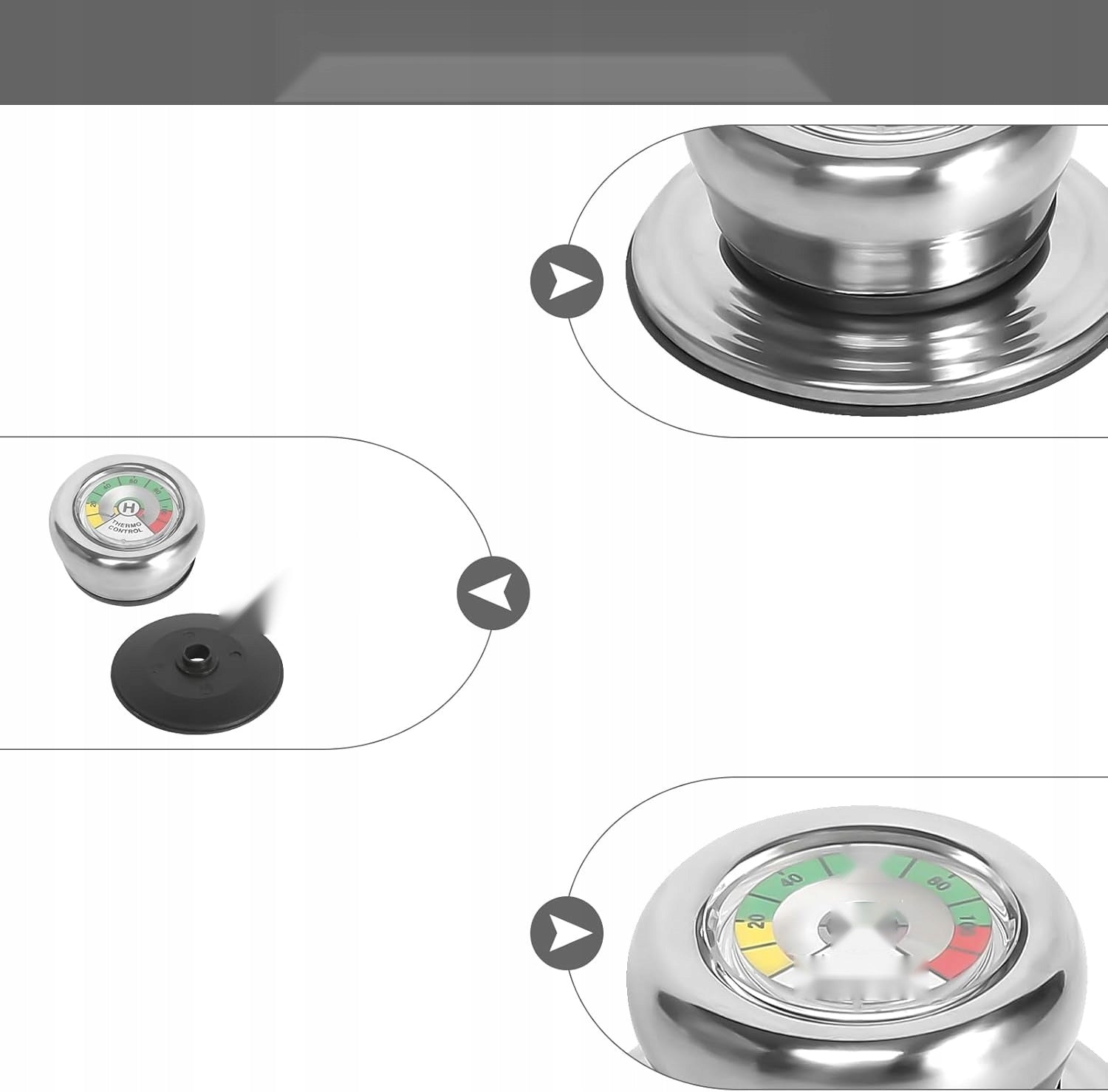 HANDLE 3 PIECES FOR LID WITH THERMOMETER ROUND REPLACEABLE DURABLE Kind lid