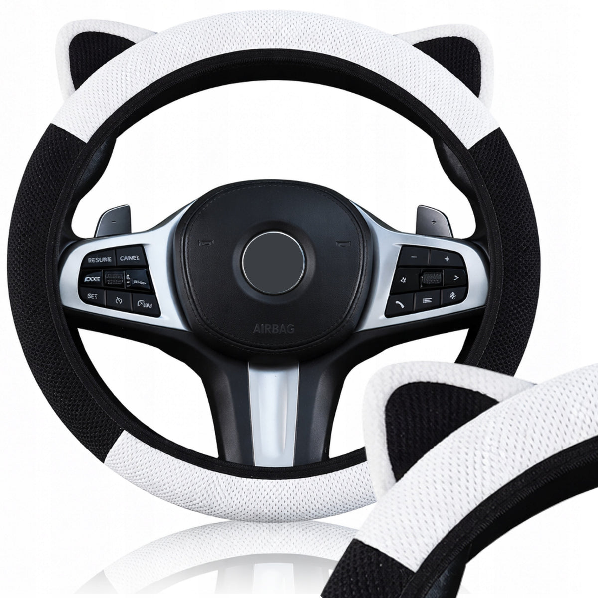 HANDLEBAR COVER WHITE WITH EARS NON-SLIP 36-38 CM OVERLAY