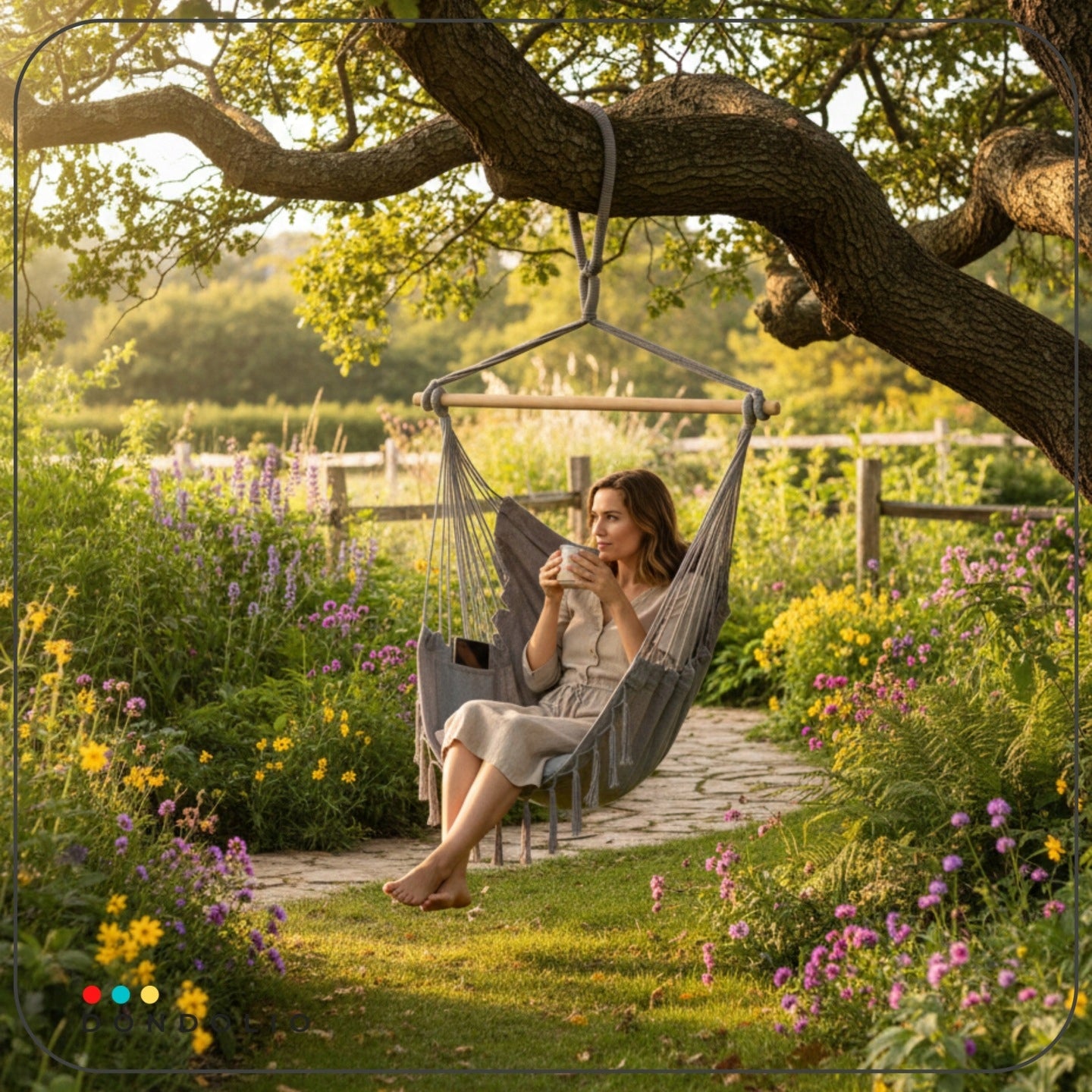 HANGING CHAIR BRAZILIAN Boho Garden SWING 3 PILLOWS 150kg Dondolio Manufacturer code duża wisząca huśtawka bujak