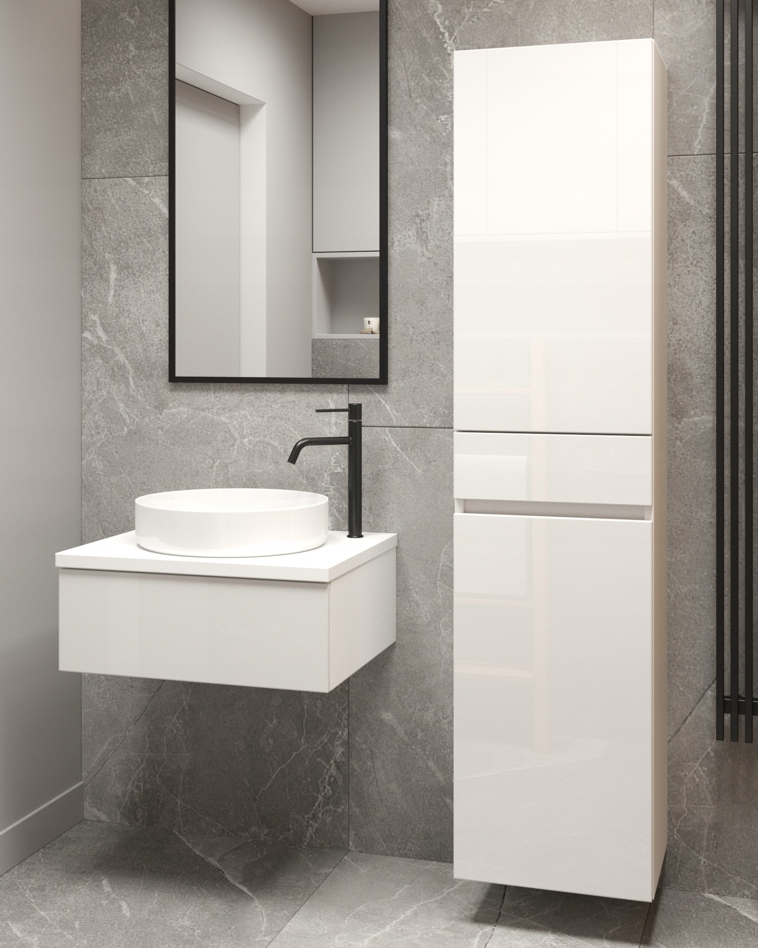 HANGING-STANDING BATHROOM POST 30 WITH BASKET WHITE GLOSS EAN (GTIN) 5904133330186
