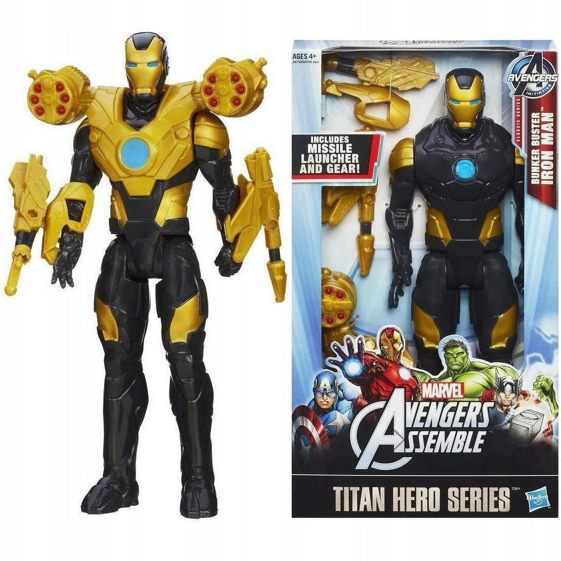 HASBRO LARGE FIGURINE IRON MAN BUSTER + SHOOTING LAUNCHER TITAN HERO series