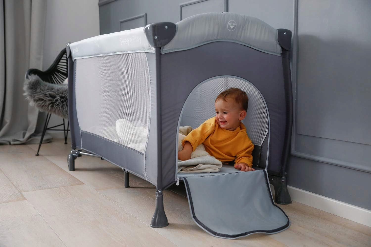 HAUCK SLEEP N PLAY TRAVEL COT FOLDING PLAYPEN 60x120 CM GREY Manufacturer code 600740