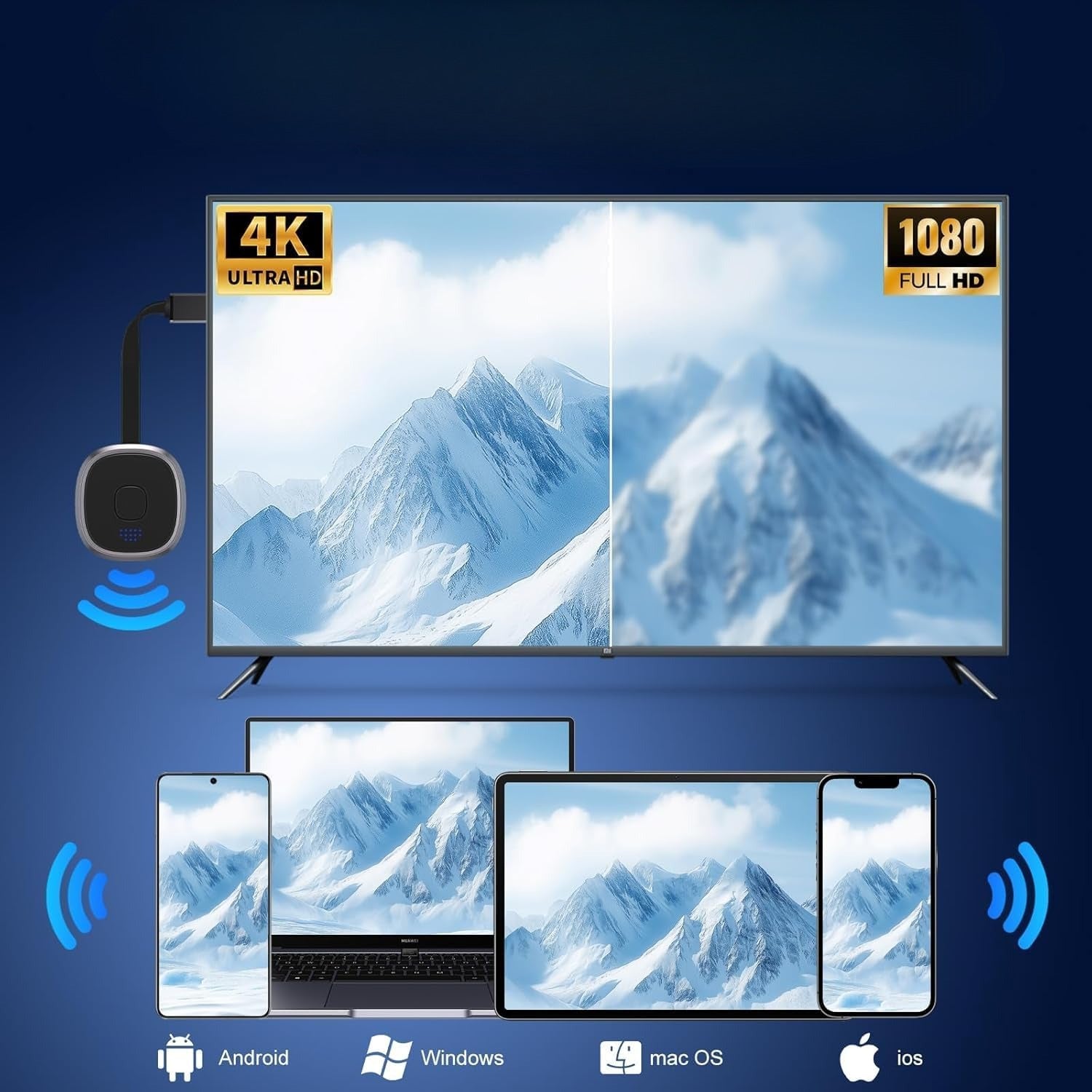 HDMI Display Adapter 4K,Wireless Transmitter Mirror Screen Receiver Manufacturer code 1913