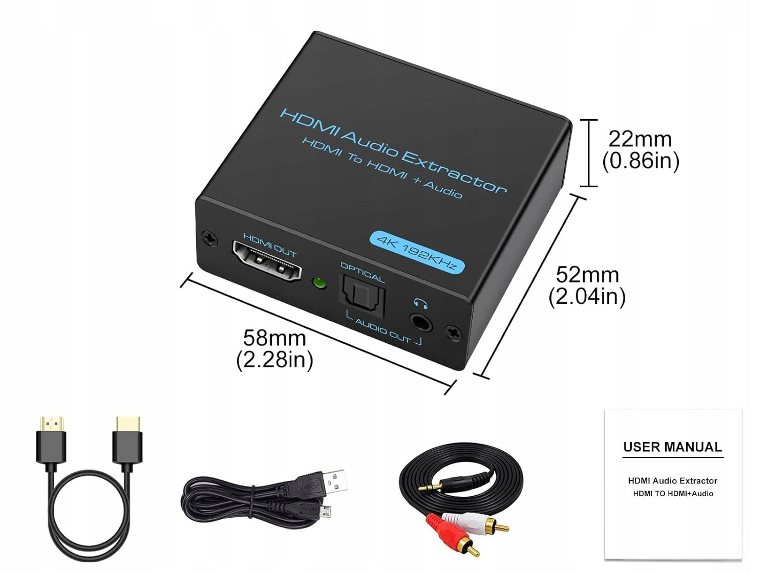 HDMI SOUND EXTRACTOR CONVERTER 4K HDMI TO OPTICAL 3,5MM AUX HDCP Manufacturer code B084T4QDFP