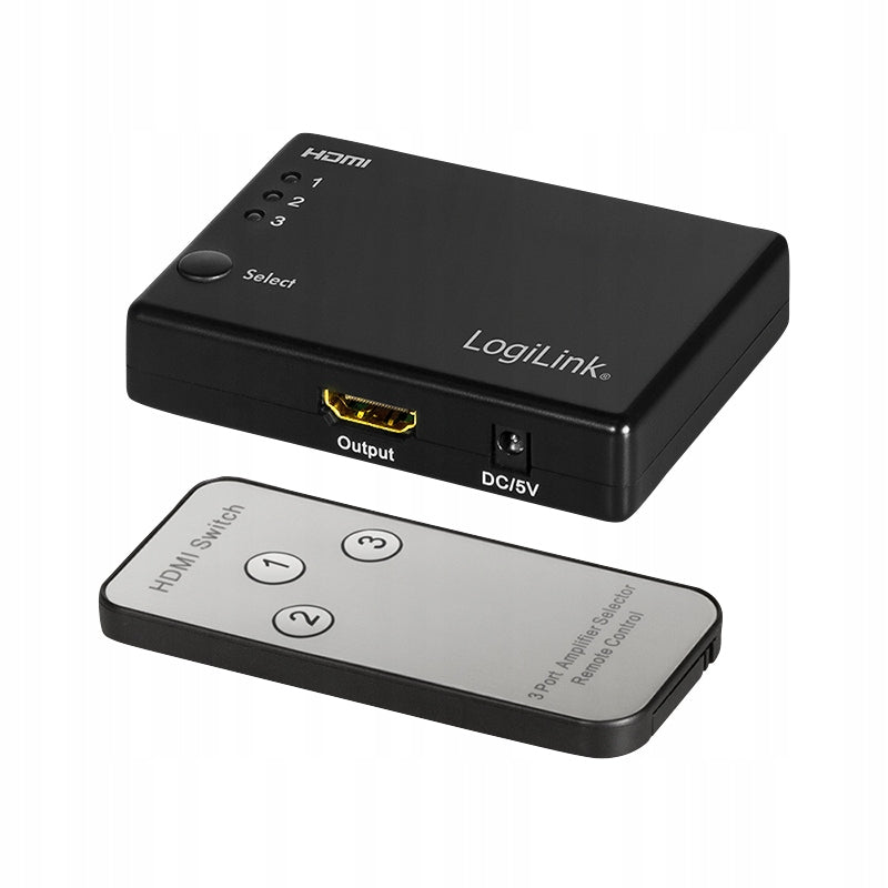 HDMI Splitter 3x1 CEC Remote Control LogiLink Full HD Switch 1080p/60Hz HDCP