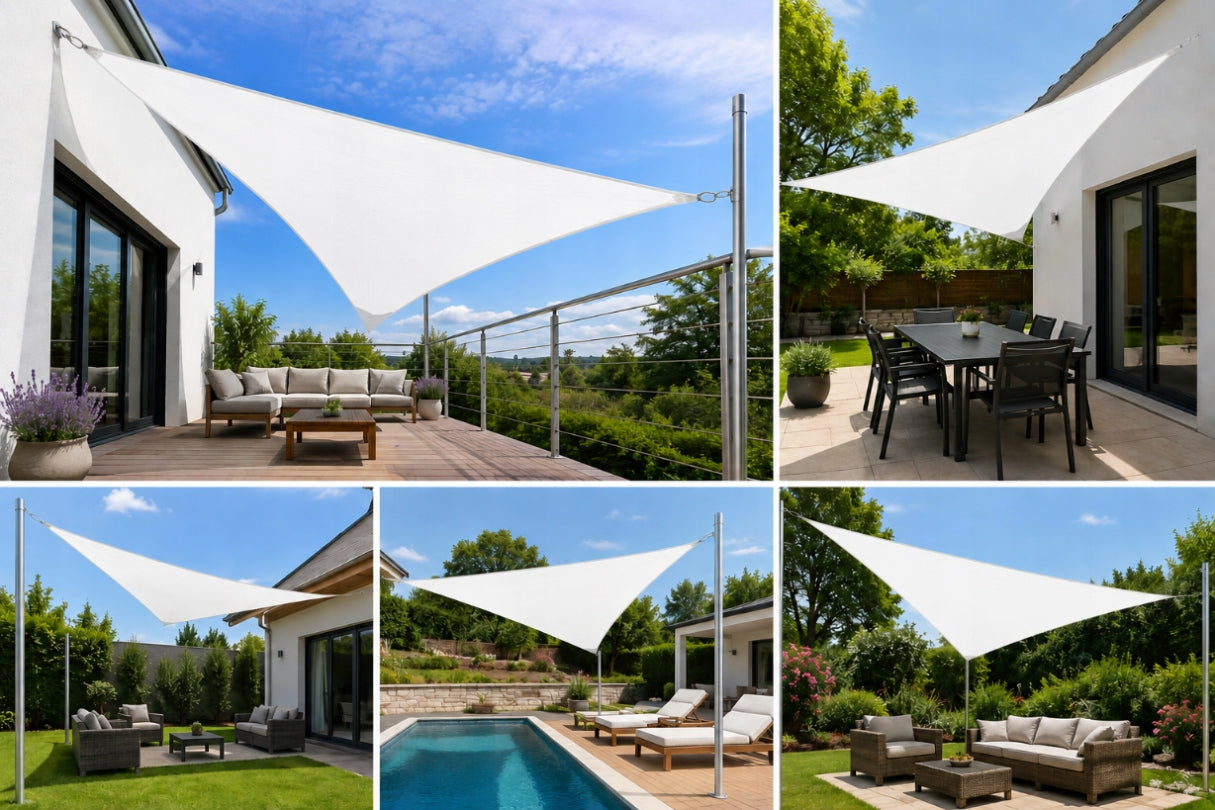 HDPE Classic Sun Sail 3,6x3,6x3,6m White Triangle Packaging status original