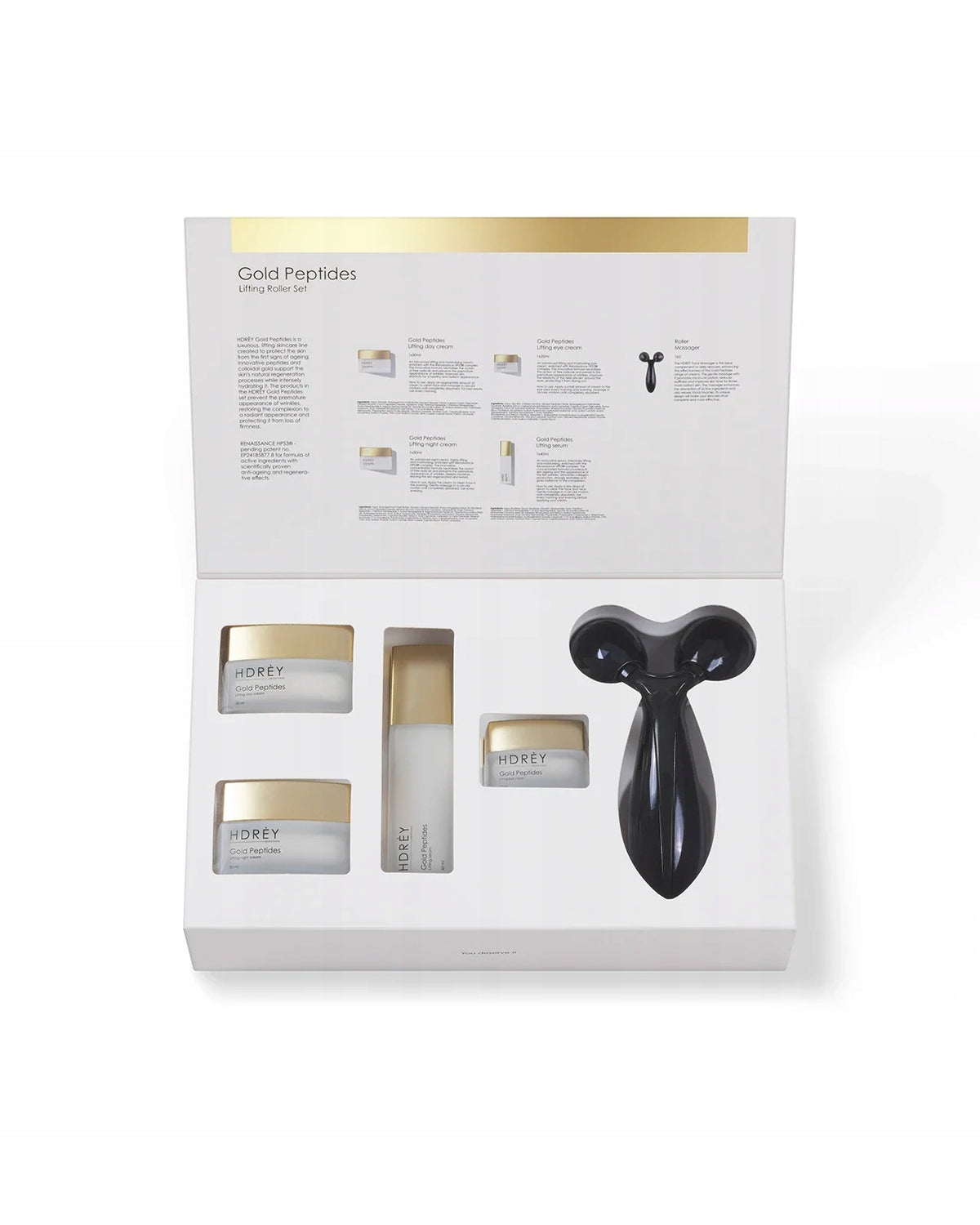 HDREY Gold Peptides Lifting and Moisturizing Kit with Massage Roller