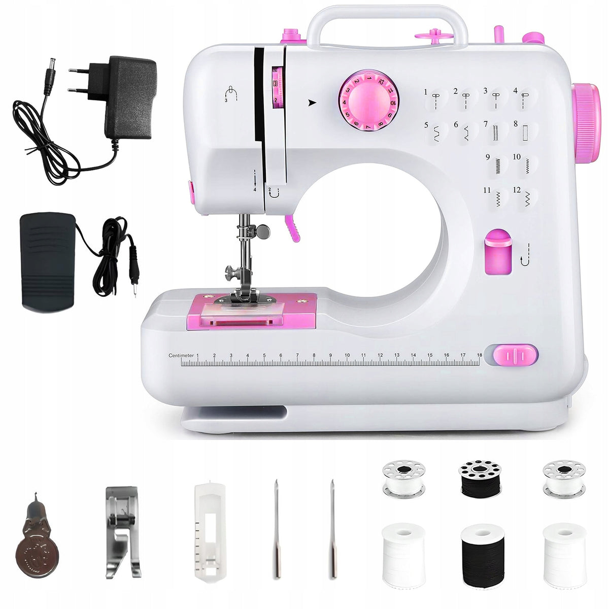 HDeye MINI Portable Sewing Machine 12 Stitches Accessories freebies Pink Packaging status original