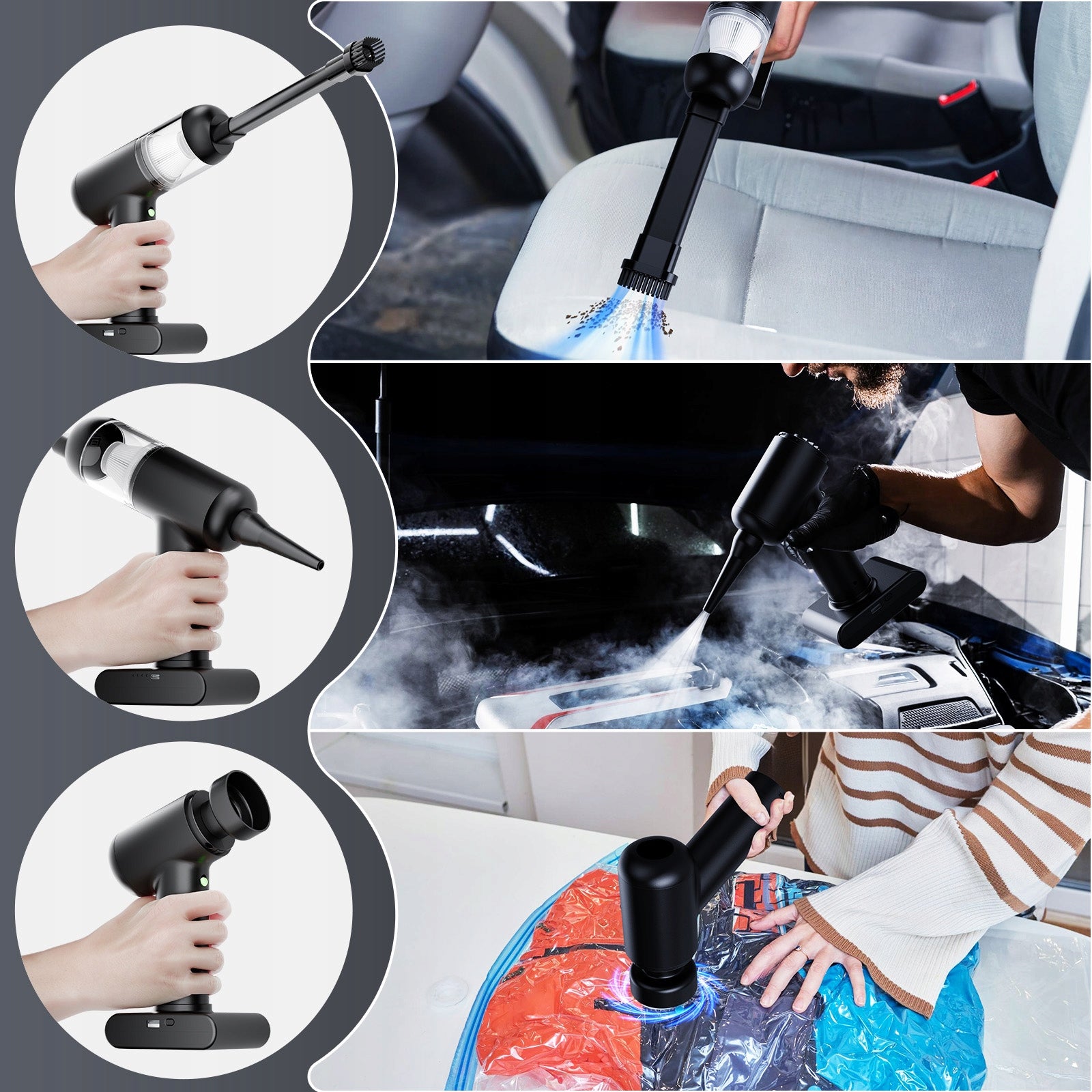 HDeye Mini Cordless Car Vacuum 11kPa 3in1 Green Light Dust Detection 30min Packaging status original