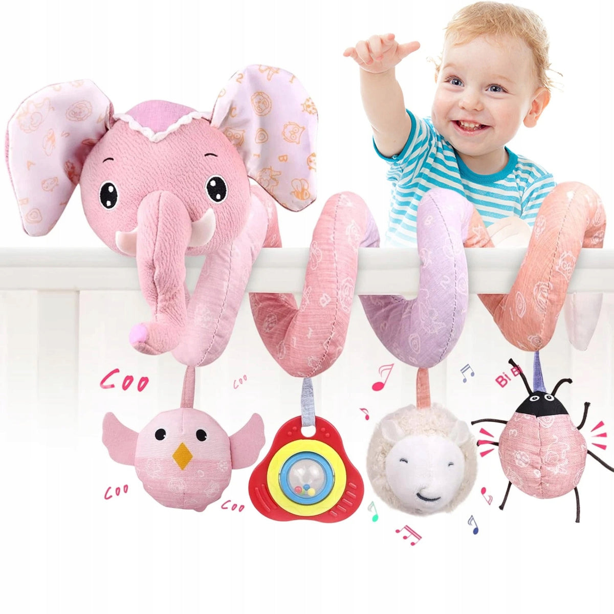 HEADBAND BOW PENDANT PLAYING INTERACTIVE FOR CRIB CAR SEAT CARRIER 0+