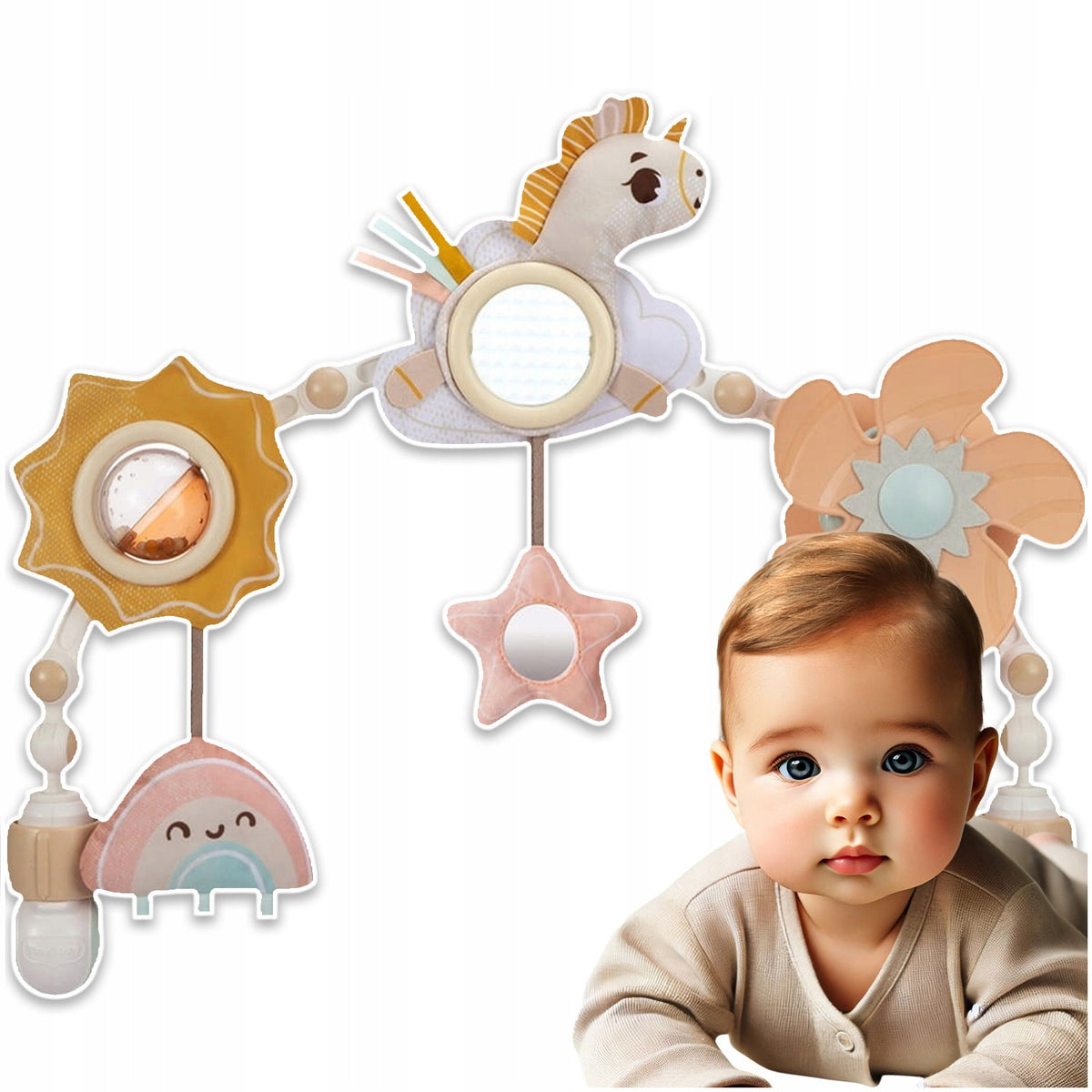 HEADBAND BOW PENDANT SENSORY RATTLE STROLLER ROCKER