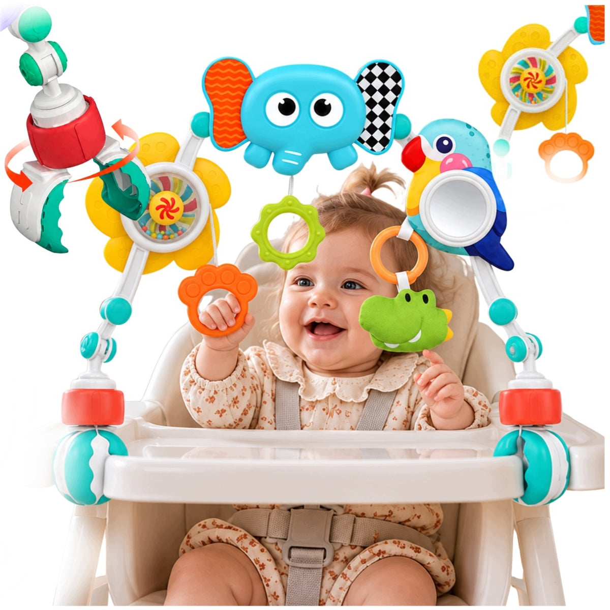 HEADBAND BOW SENSORY PENDANT RATTLE FOR STROLLER 0+