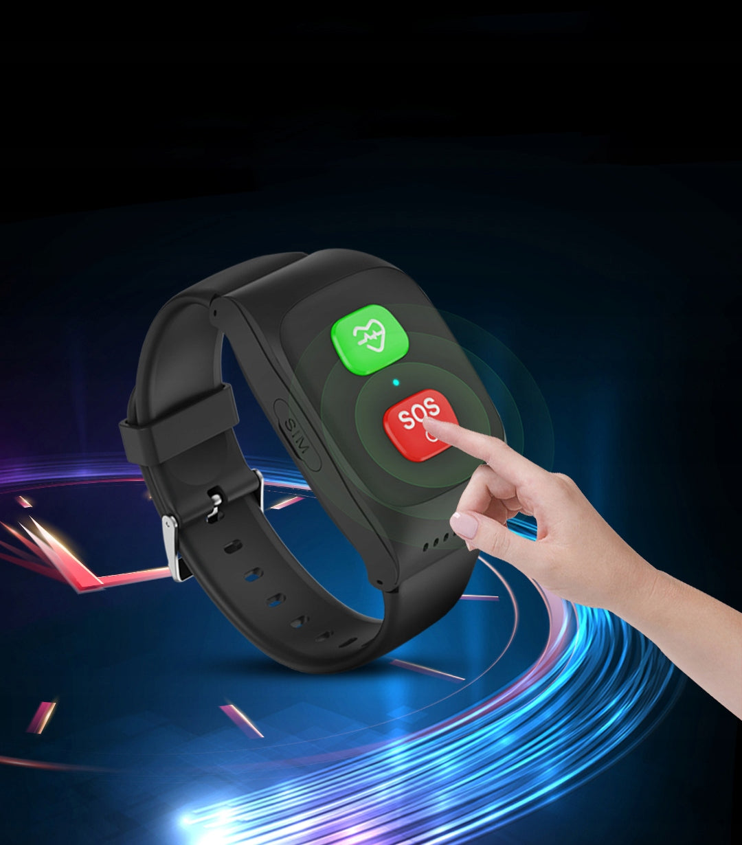 HEADBAND FOR SENIOR GPS locator heart rate drop sensor SOS button PL Brand WINANQE