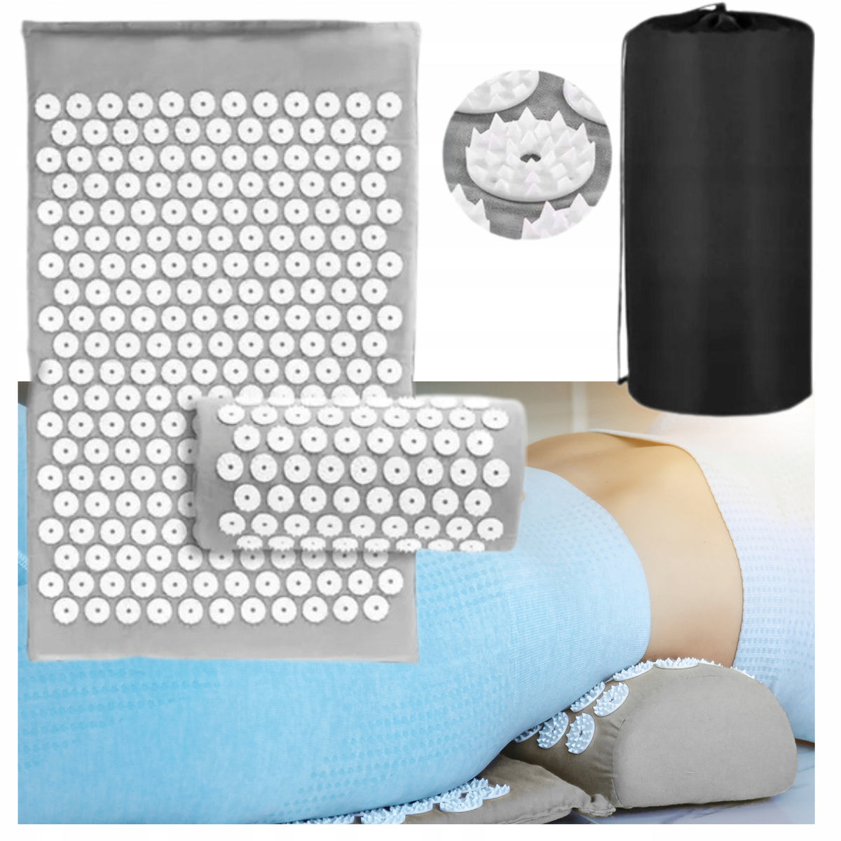 HEALTH ACUPRESSURE MAT WITH SPIKES STIMULATING CIRCULATION MASSAGE PILLOW Packaging status original