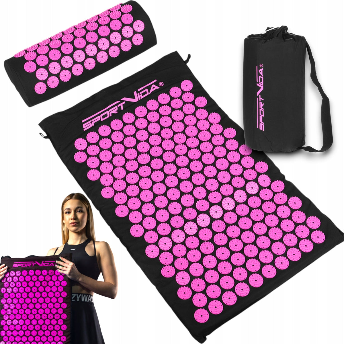 HEALTH MAT FOR ACUPRESSURE MASSAGE WITH SPIKES + PILLOW SPORTVIDA