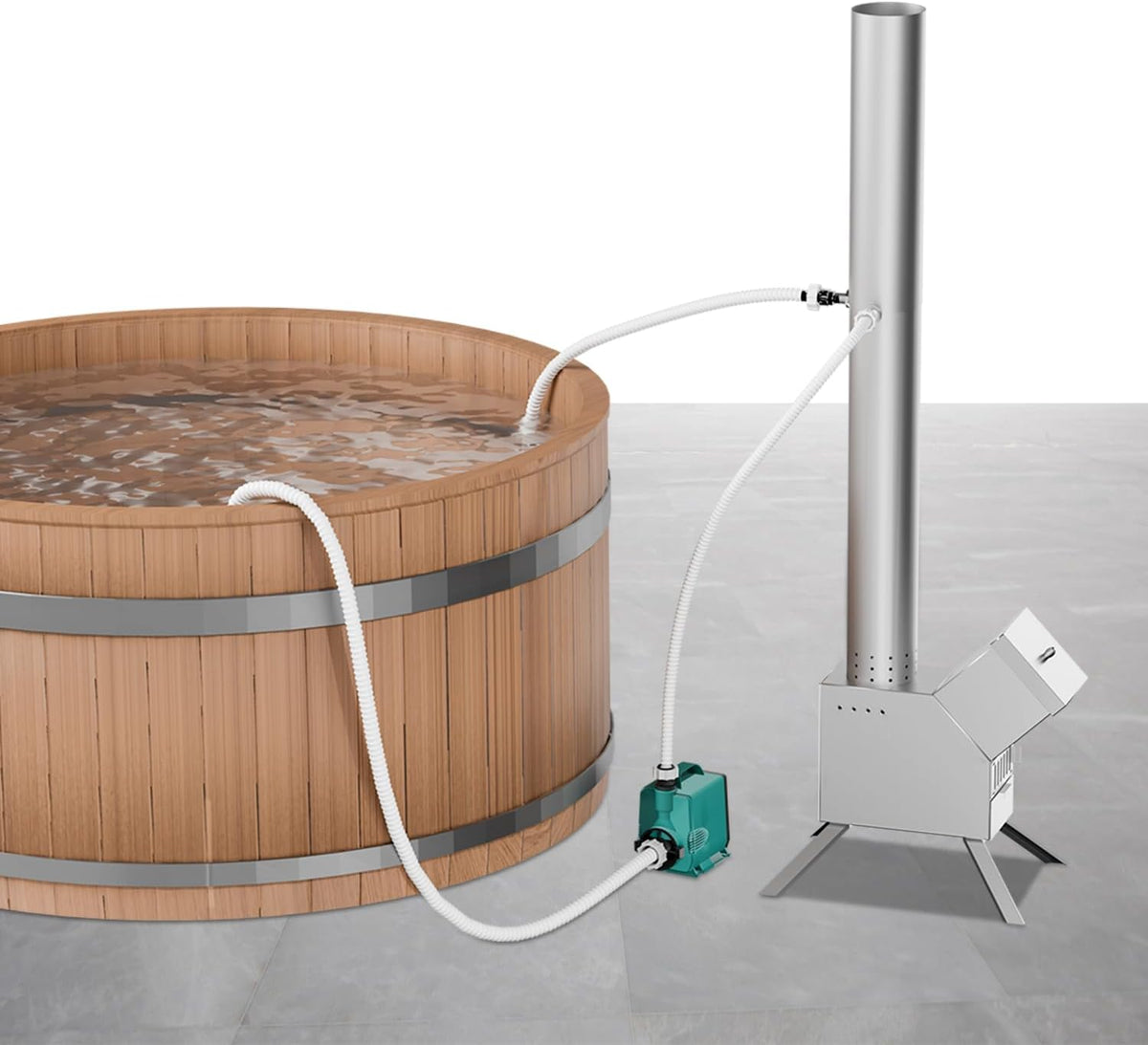 HEAT PUMP FOR JACUZZI, WOOD-BURNING POOL WITH TITANIUM SPIRAL EFFICIENT