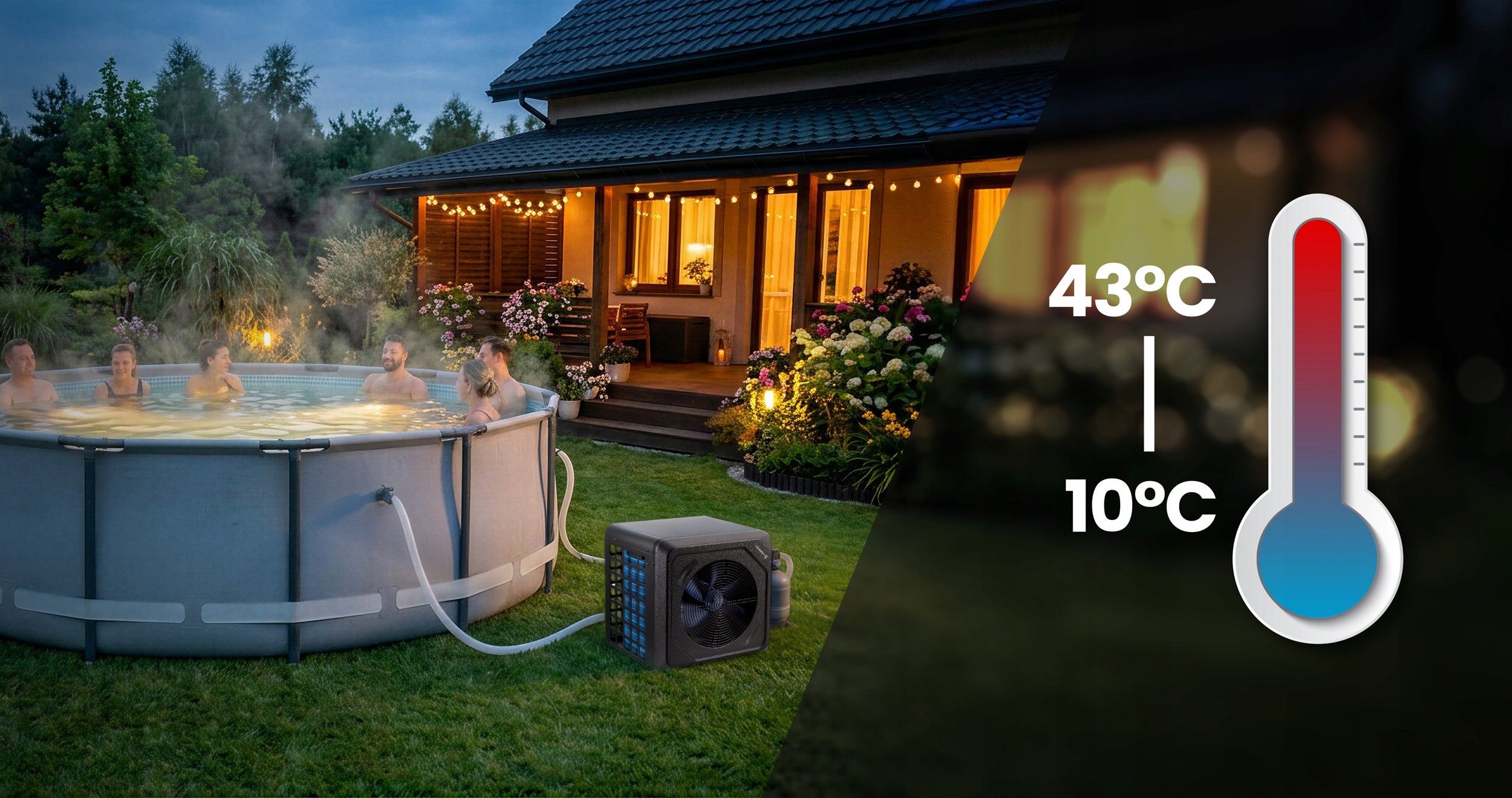 HEAT PUMP for swimming pool water heater 3 kW ECONOMICAL HUMBERG Batteries included no