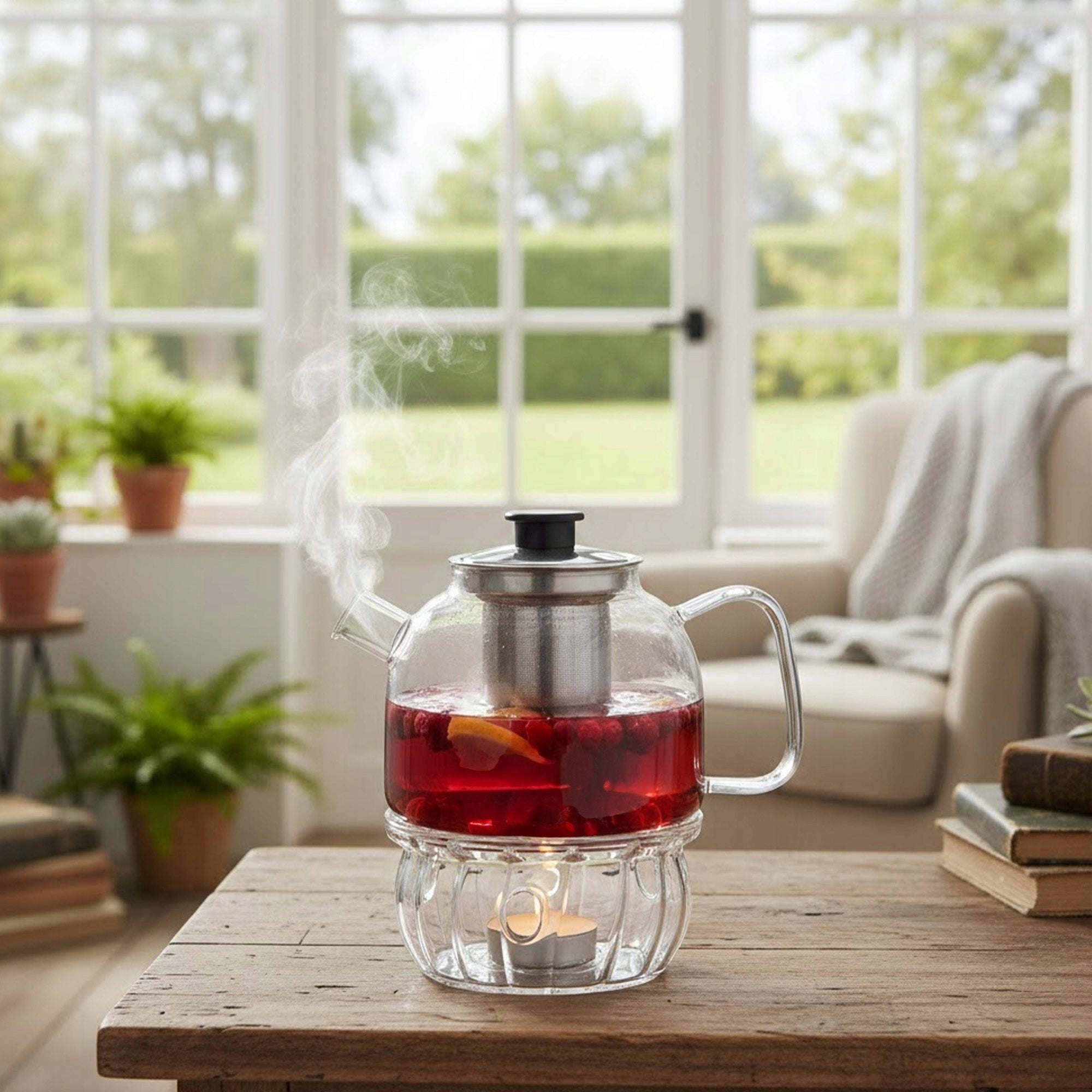 HEAT-RESISTANT GLASS JUG WITH INFUSER TEA POT HERBS 1,3L Manufacturer code 5905155038494