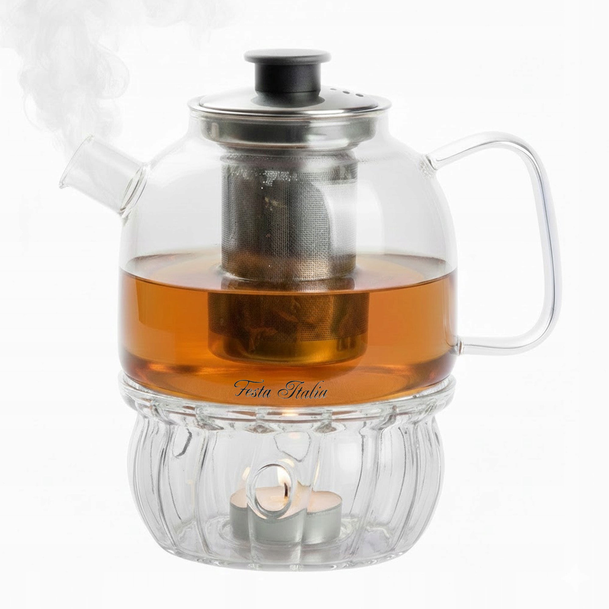 HEAT-RESISTANT GLASS JUG WITH INFUSER TEA POT HERBS 1,3L
