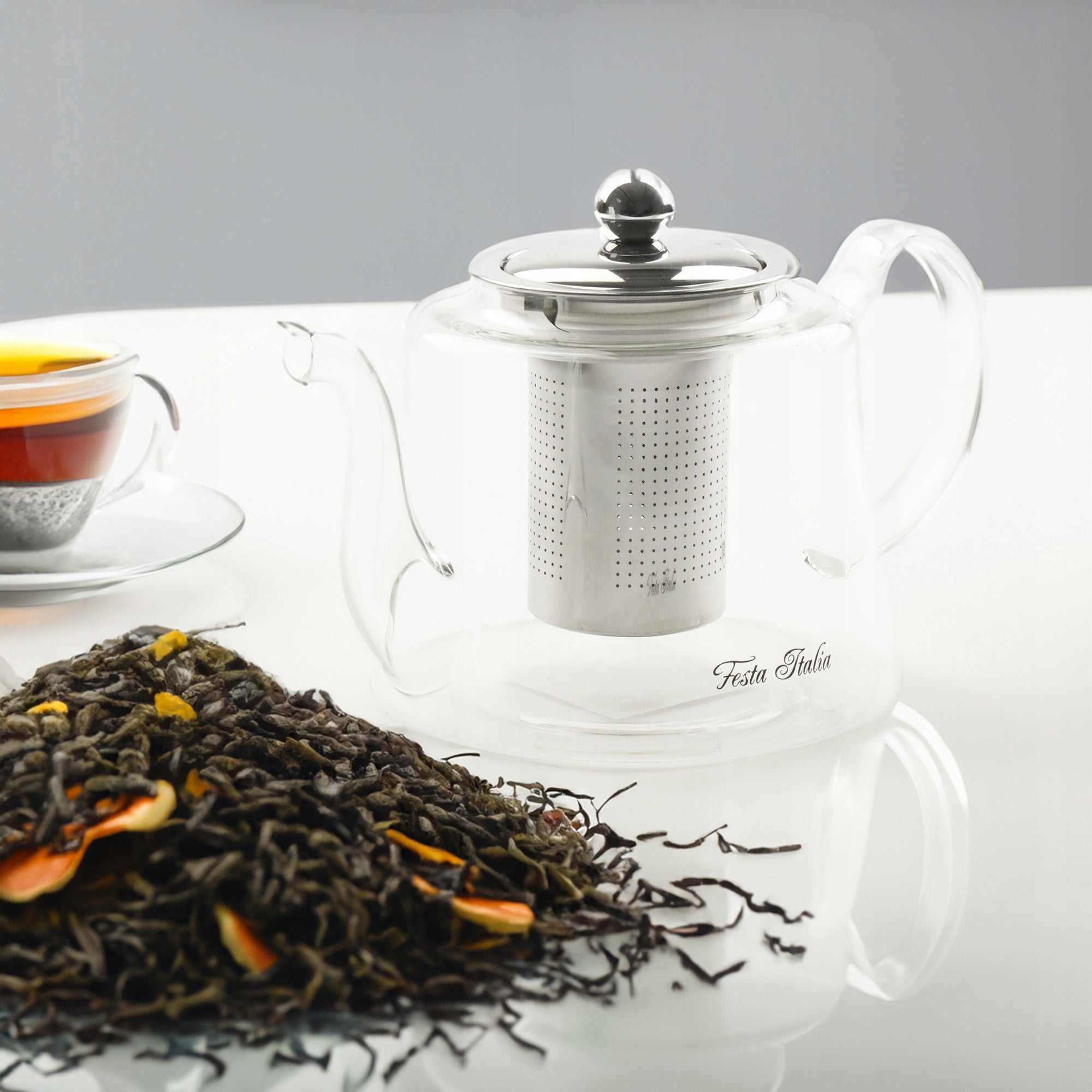 HEAT RESISTANT GLASS JUG WITH STEEL INFUSER FOR HERB TEA 1200 ML EAN (GTIN) 5905155025098