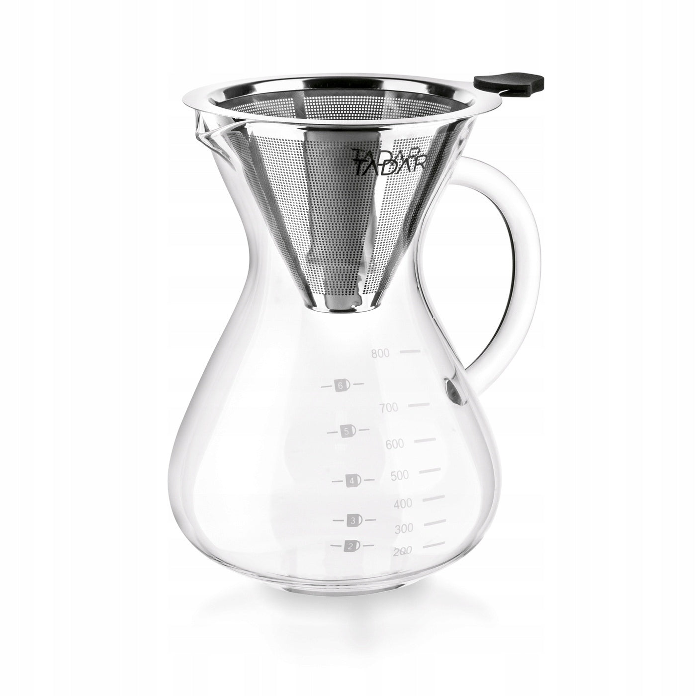 HEAT-RESISTANT GLASS OVERFLOW COFFEE POT WITH INFUSER TADAR 800 ML Material glass