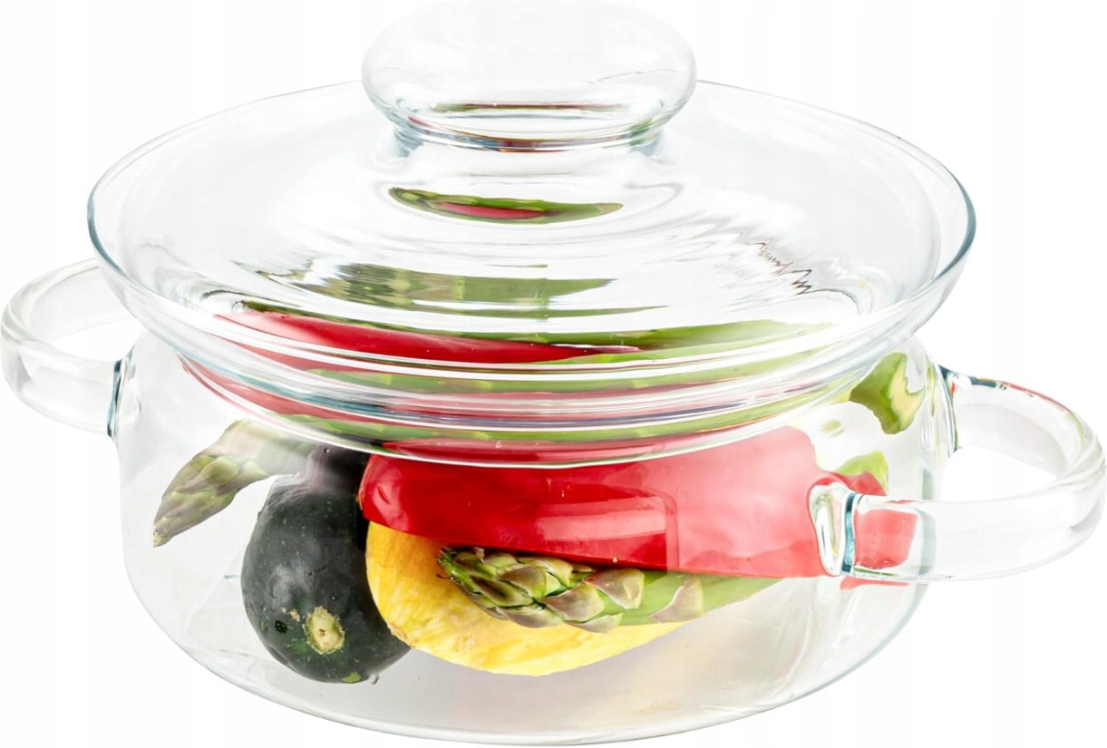 HEAT-RESISTANT GLASS POT WITH LID LUXITO TRANSPARENT 1L Packaging status original