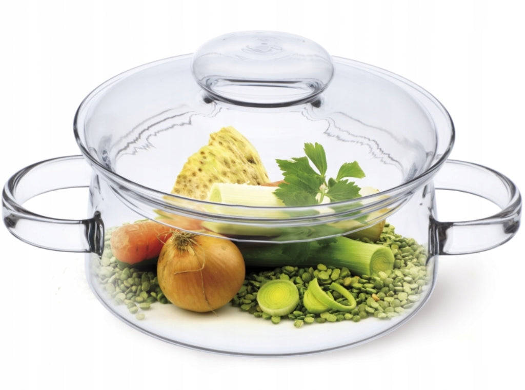 HEAT-RESISTANT GLASS POT WITH LID LUXITO TRANSPARENT 1L