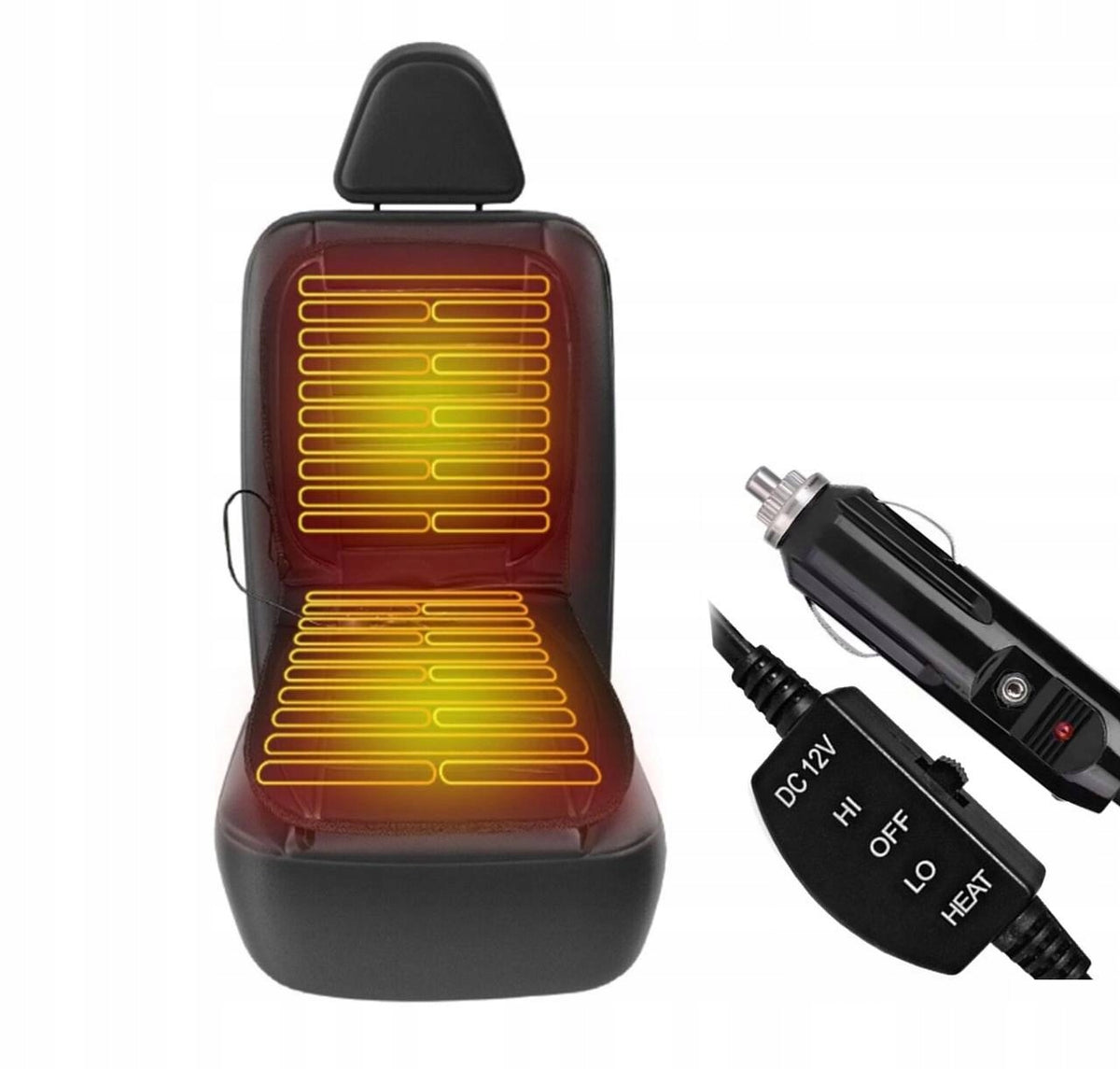 HEATED CAR MAT 12V FOR SEAT WITH REMOTE CONTROL TEMP ADJUSTMENT BLACK Brand no brand
