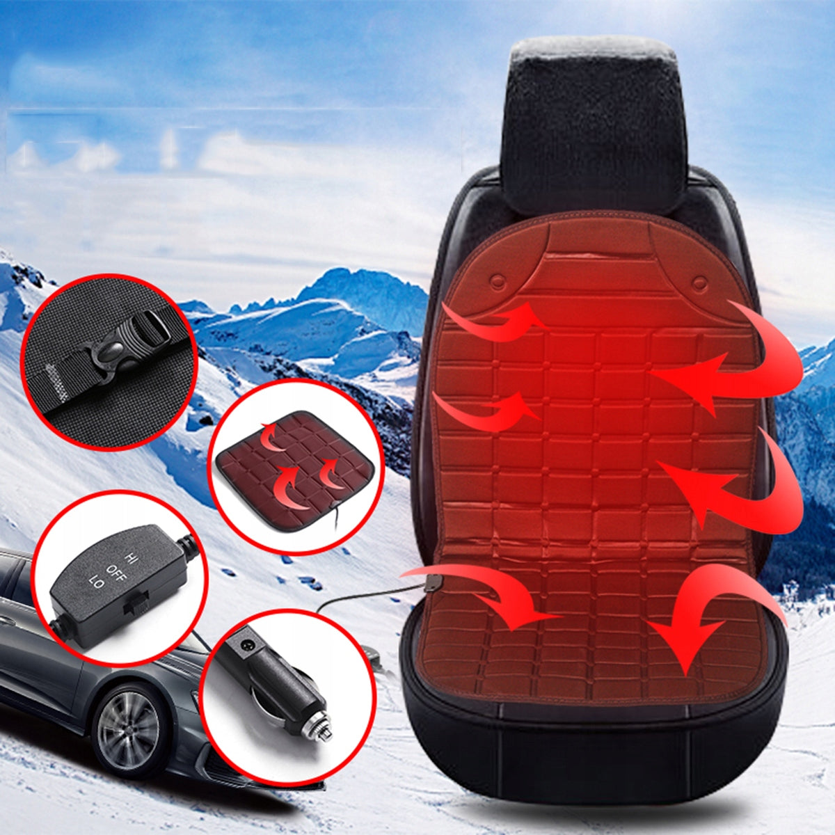 HEATED MAT FOR CAR SEAT WINTER DC 12V HEATING 30°C - 65°C Brand no brand