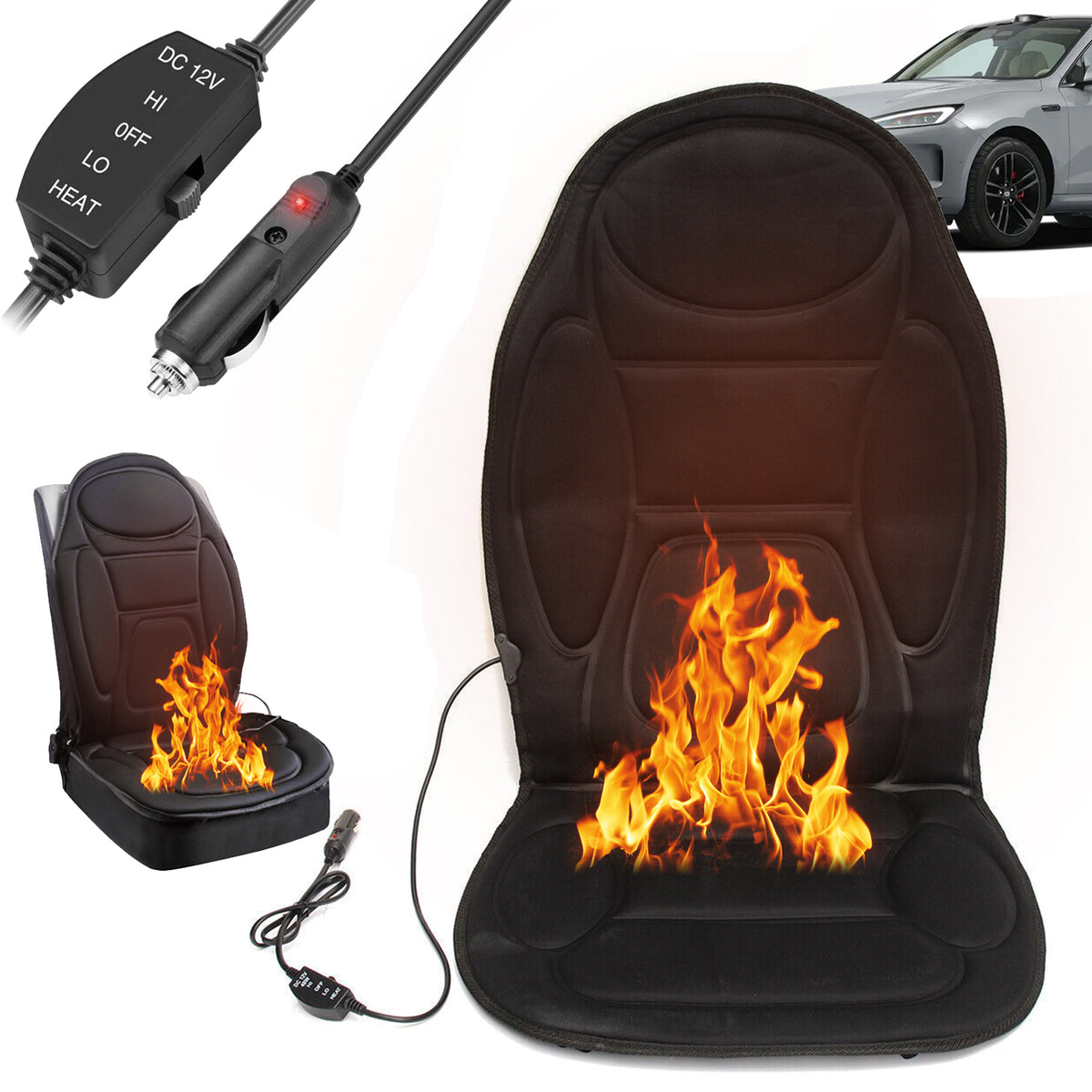 HEATED SEAT CUSHION 12V 107X48CM WITH AUTOMATIC THERMOSTAT