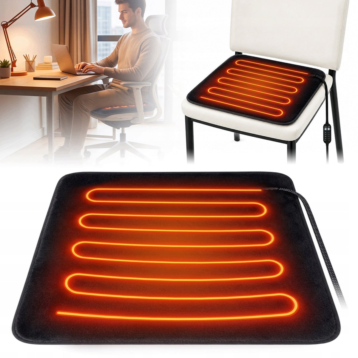 HEATED SEAT CUSHION HEATERS MAT FOR VEHICLES SOFA 44x44CM Packaging status original