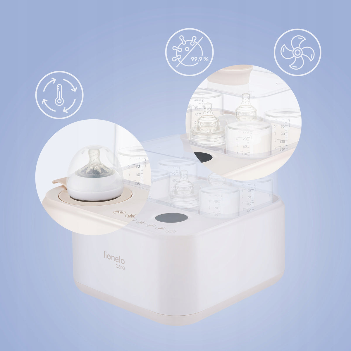 HEATER STERILIZER for bottles 4 bottles drying Lionelo Steamup Packaging status original