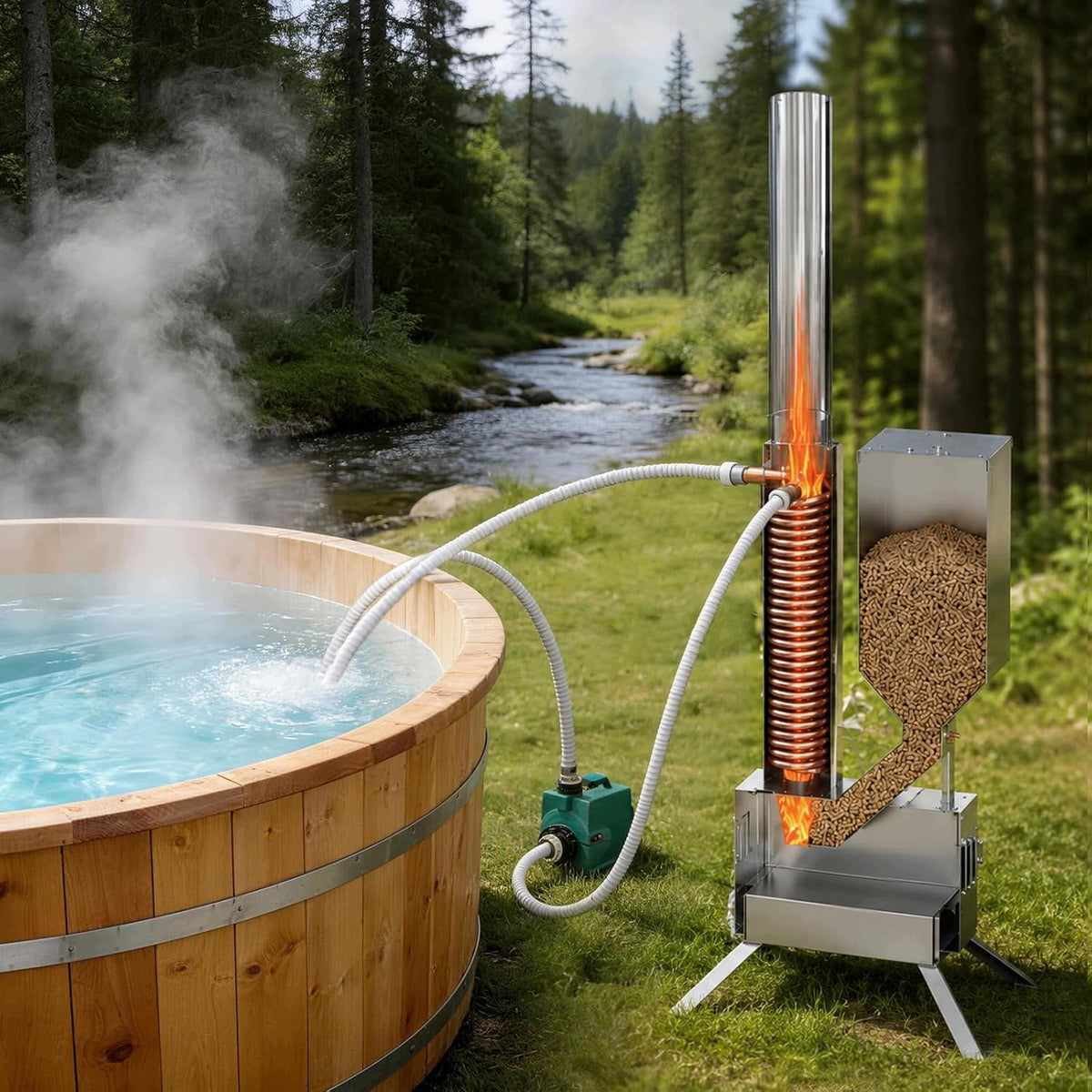 HEATING FOR POOL WATER HEATER FLOW FUEL FOR WOOD STEEL