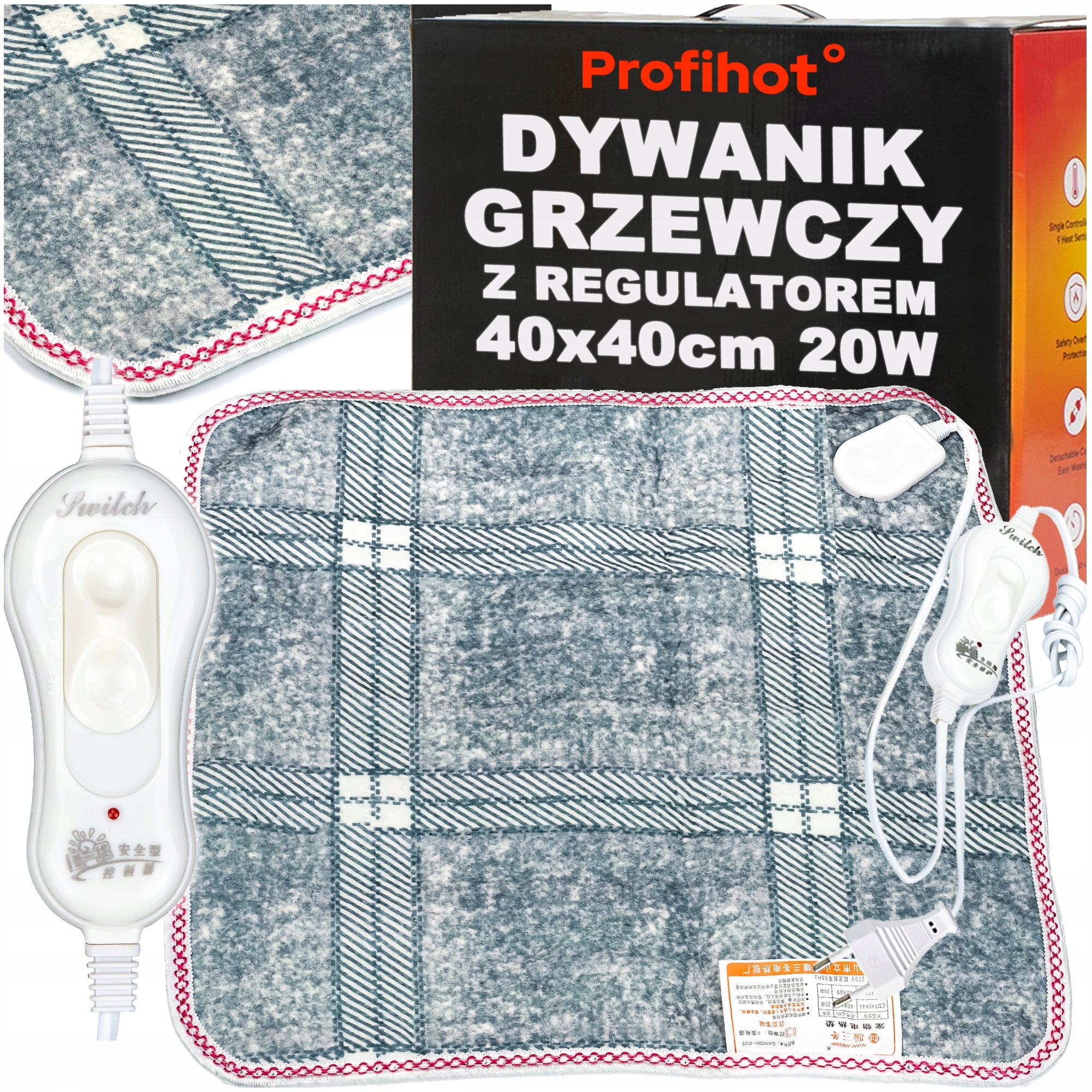 HEATING MAT FOOT ELECTRIC HEATER with regulator 40x40 20W