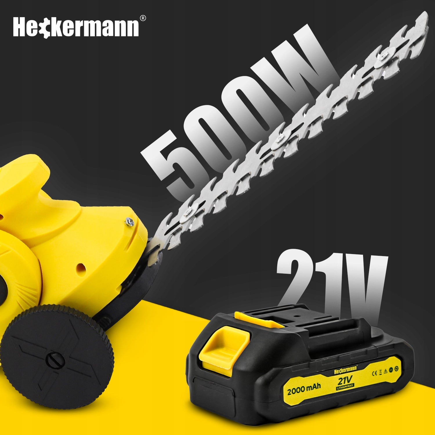HEDGE TRIMMER ON BOOM 140CM CORDLESS PRUNING SHEAR 2000mAh 21V Brand Heckermann