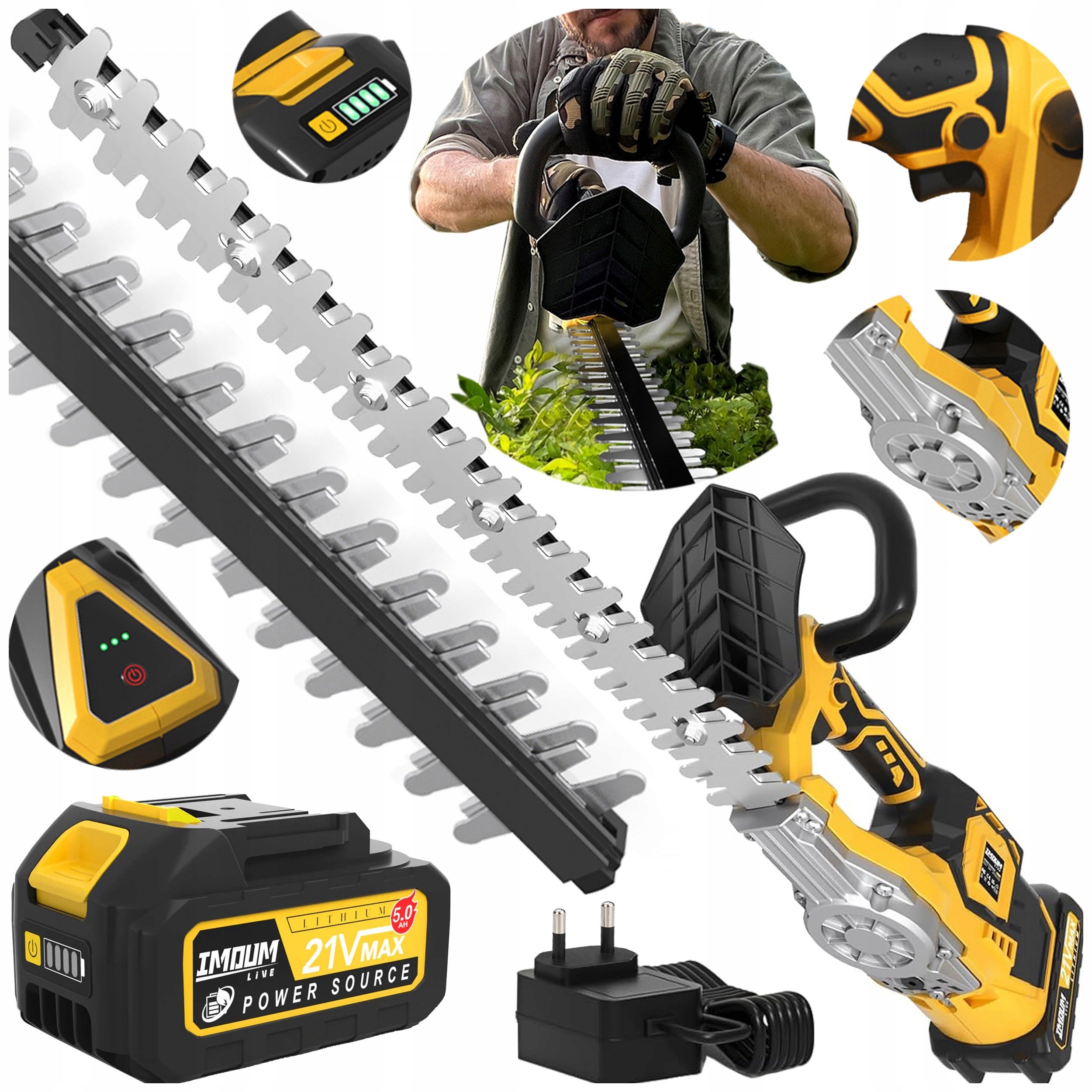 HEDGE TRIMMERS CORDLESS FOR SHRUBS IMOUM BATTERY 5.0AH SET
