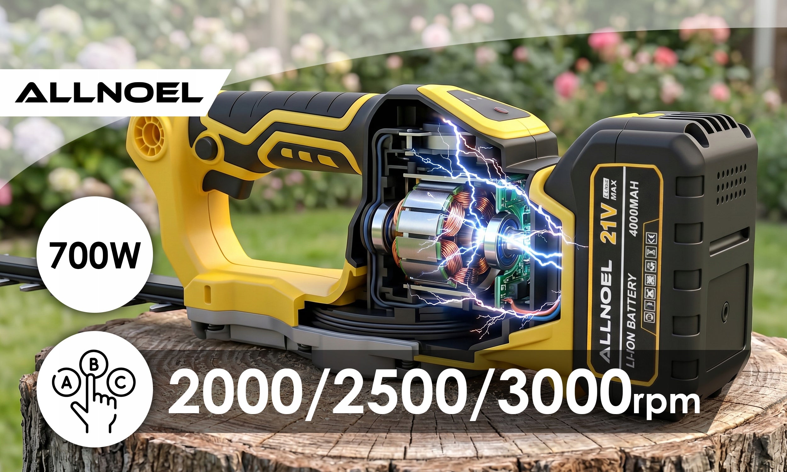 HEDGE TRIMMERS FOR SHRUBS 2x RECHARGEABLE BATTERY 4.0AH SET Working length 48 cm