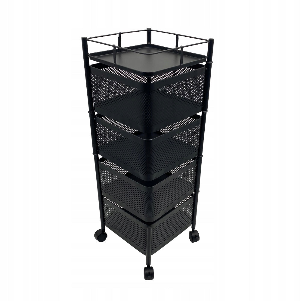 HELPER COSMETIC TABLE HAIRDRESSER CABINET ON WHEELS 4SHELVES METAL TOWER EAN (GTIN) 5904734115403