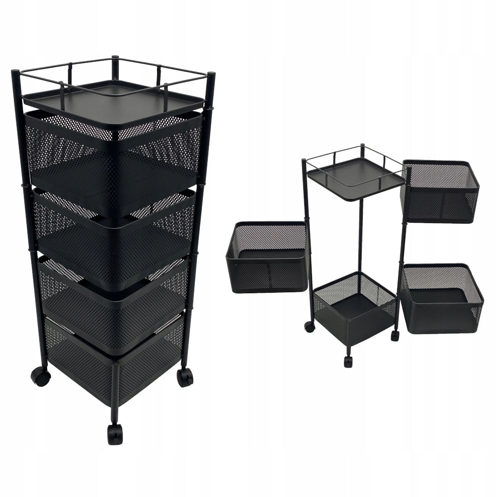 HELPER COSMETIC TABLE HAIRDRESSER CABINET ON WHEELS 4SHELVES METAL TOWER