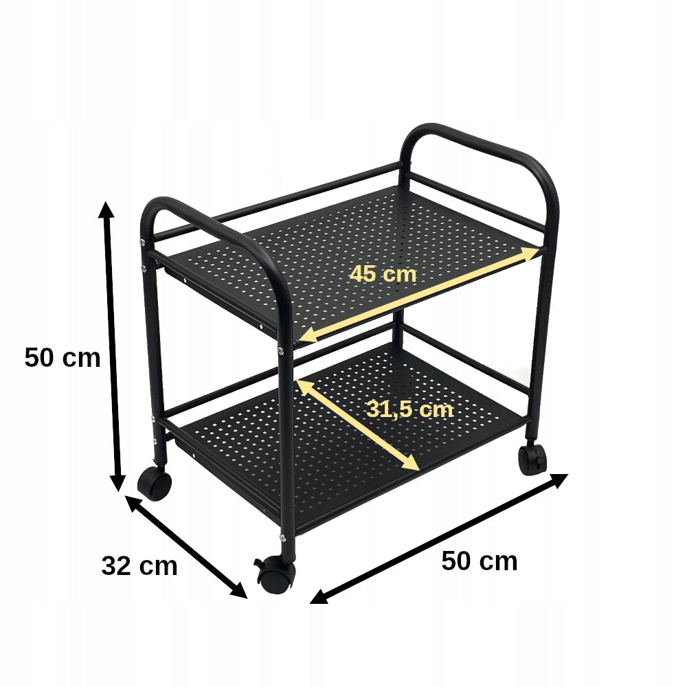 HELPER COSMETIC TABLE HAIRDRESSER TROLLEY FOR SALON METAL 2 SHELVES BLACK Brand Fantoma