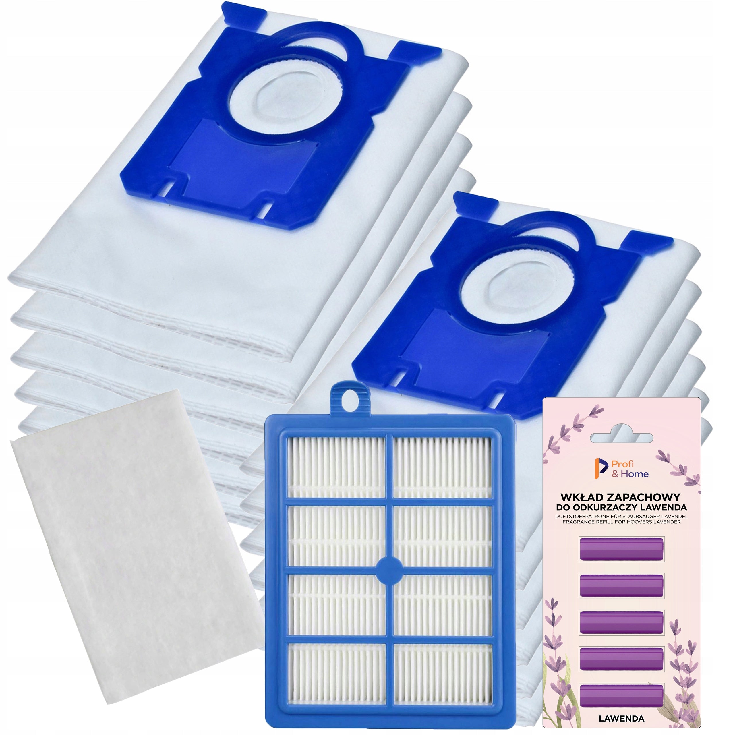 HEPA FILTER + 12x ELEKTROLUX PHILIPS VACUUM CLEANER BAGS + STICK SCENT