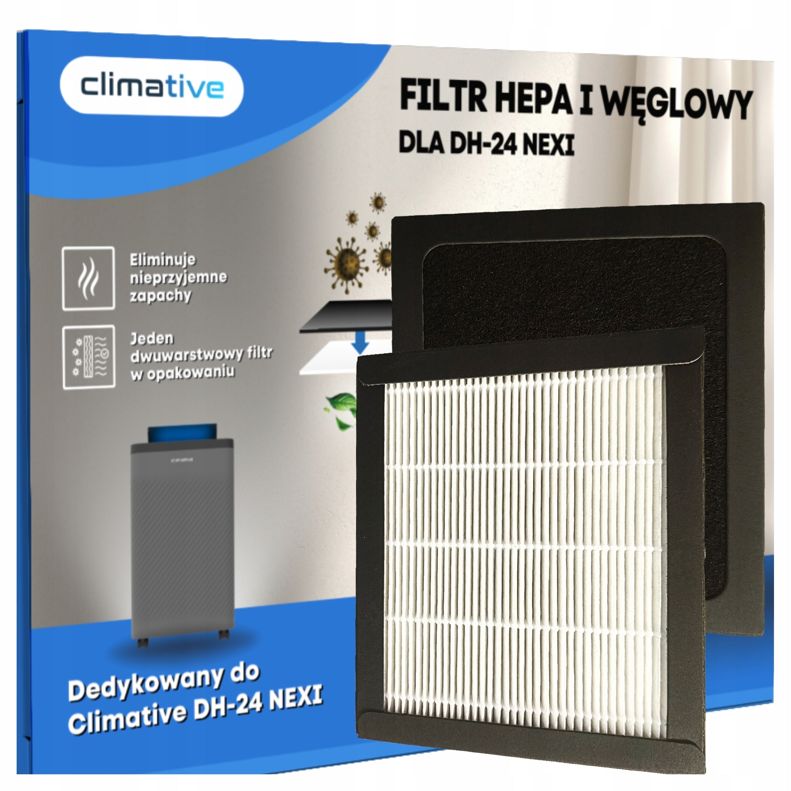 HEPA filter cartridge H13 for DH-24 Nexi ION UV dehumidifier