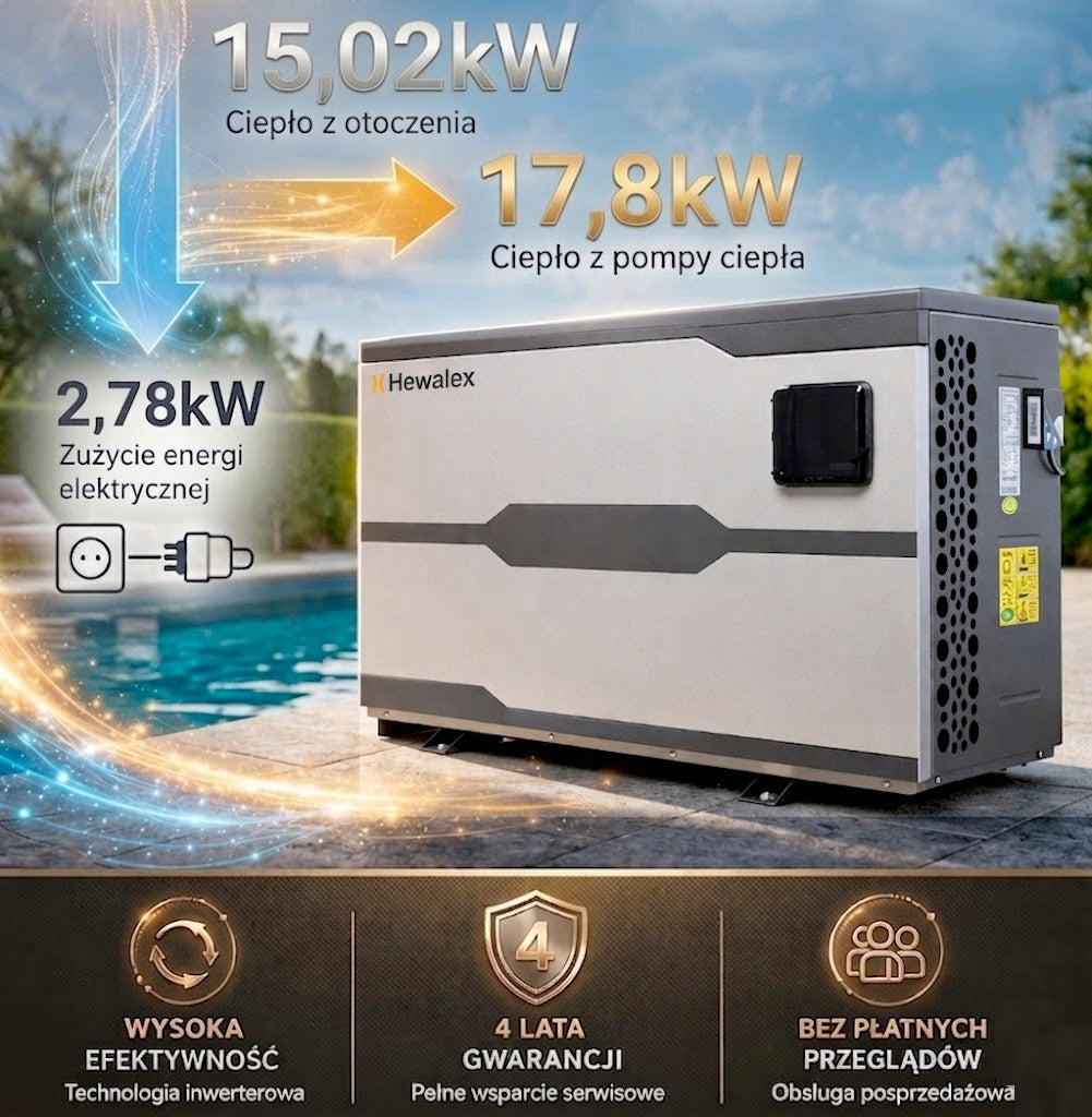 HEWALEX PCWBi 17,8 kW kw-B HEAT PUMP FOR POOL 17,8kw + BAJPAS Bypass Manufacturer code HPBY178B