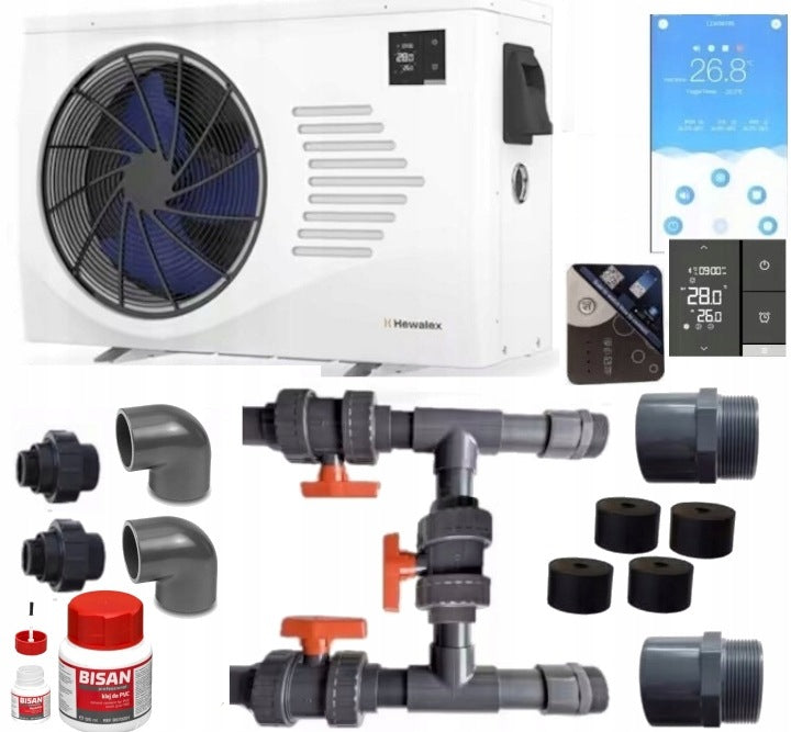HEWALEX PCWBi 9 kW-C HEAT PUMP FOR POOL 9kwc INVERTER SET BAJPAS