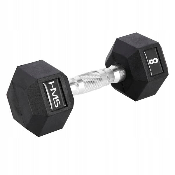 HEX PRO 8 KG RUBBED DUMBLING HMS DURABLE STEEL Color black
