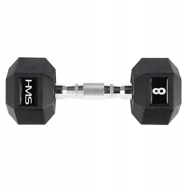 HEX PRO 8 KG RUBBED DUMBLING HMS DURABLE STEEL