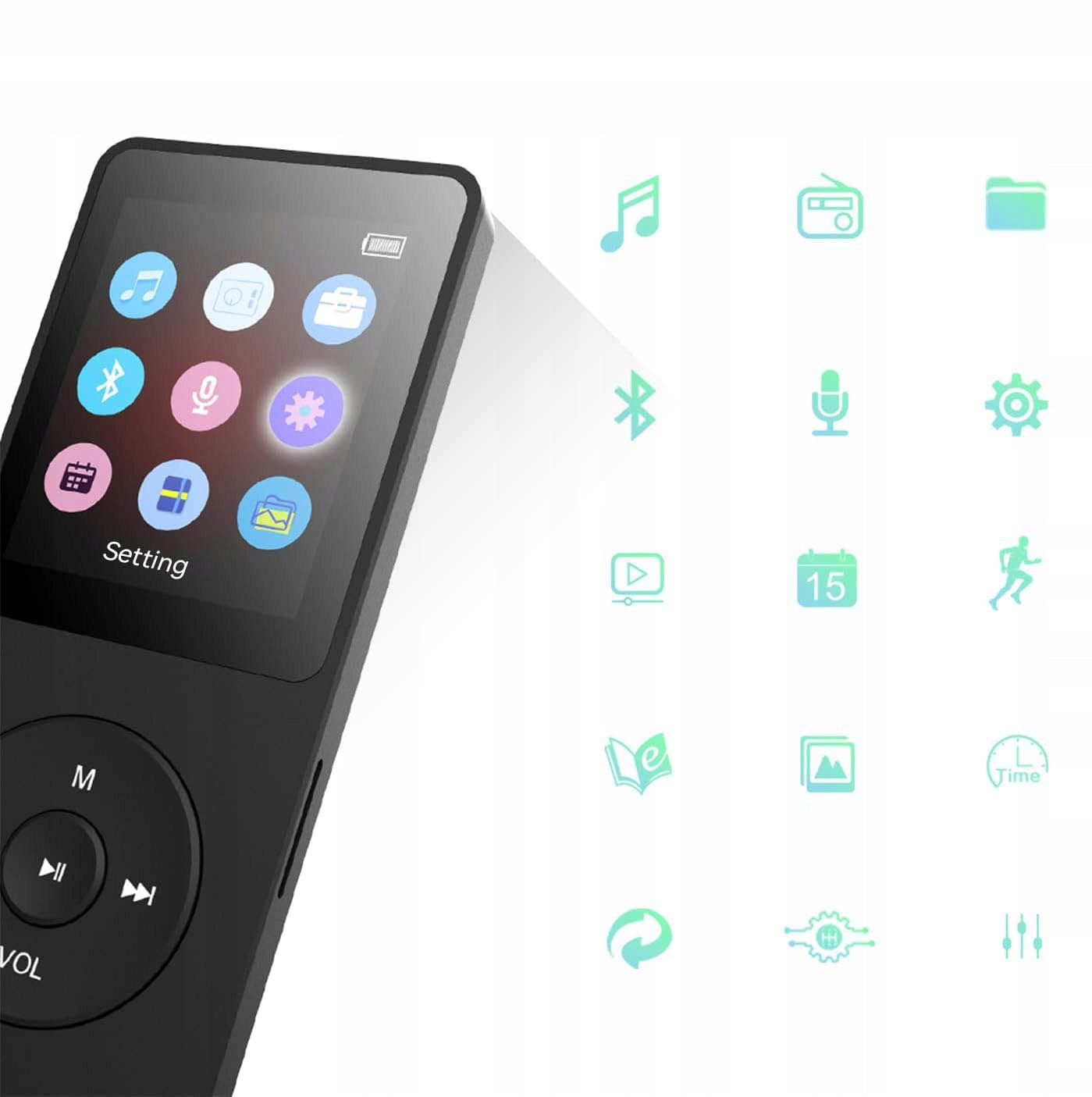 HI-FI MP3 PLAYER BLUETOOTH VOICE RECORDER EBOOK LCD WITH 16GB MEMORY CARD Brand no brand