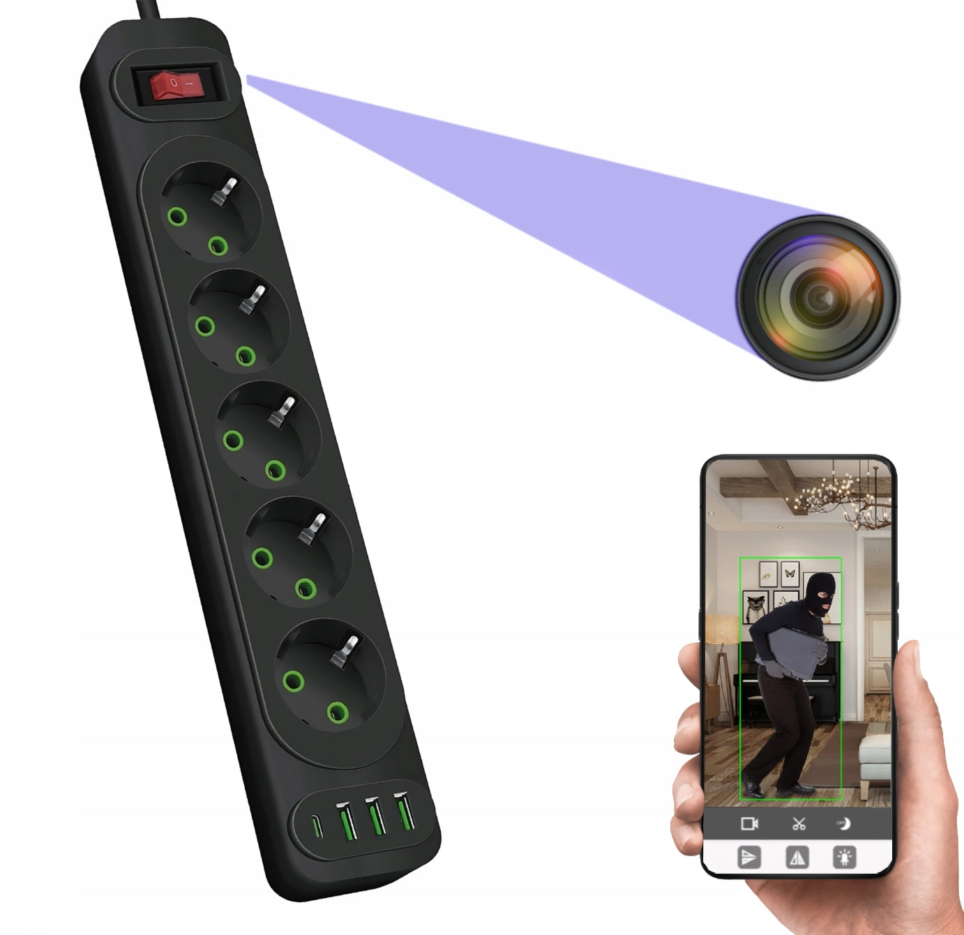 HIDDEN CAMERA WiFi SPY EXTENSION CABLE MINI DETECTION LIVE VIEW