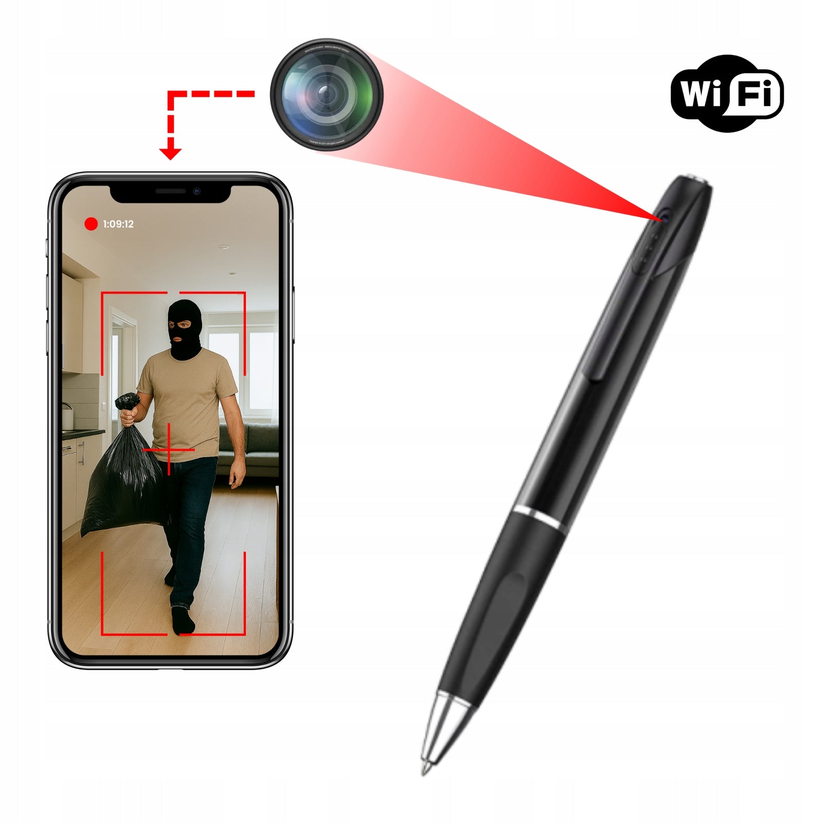 HIDDEN MINI CAMERA IN PEN WIFI SPY PREVIEW EXAM PHONE